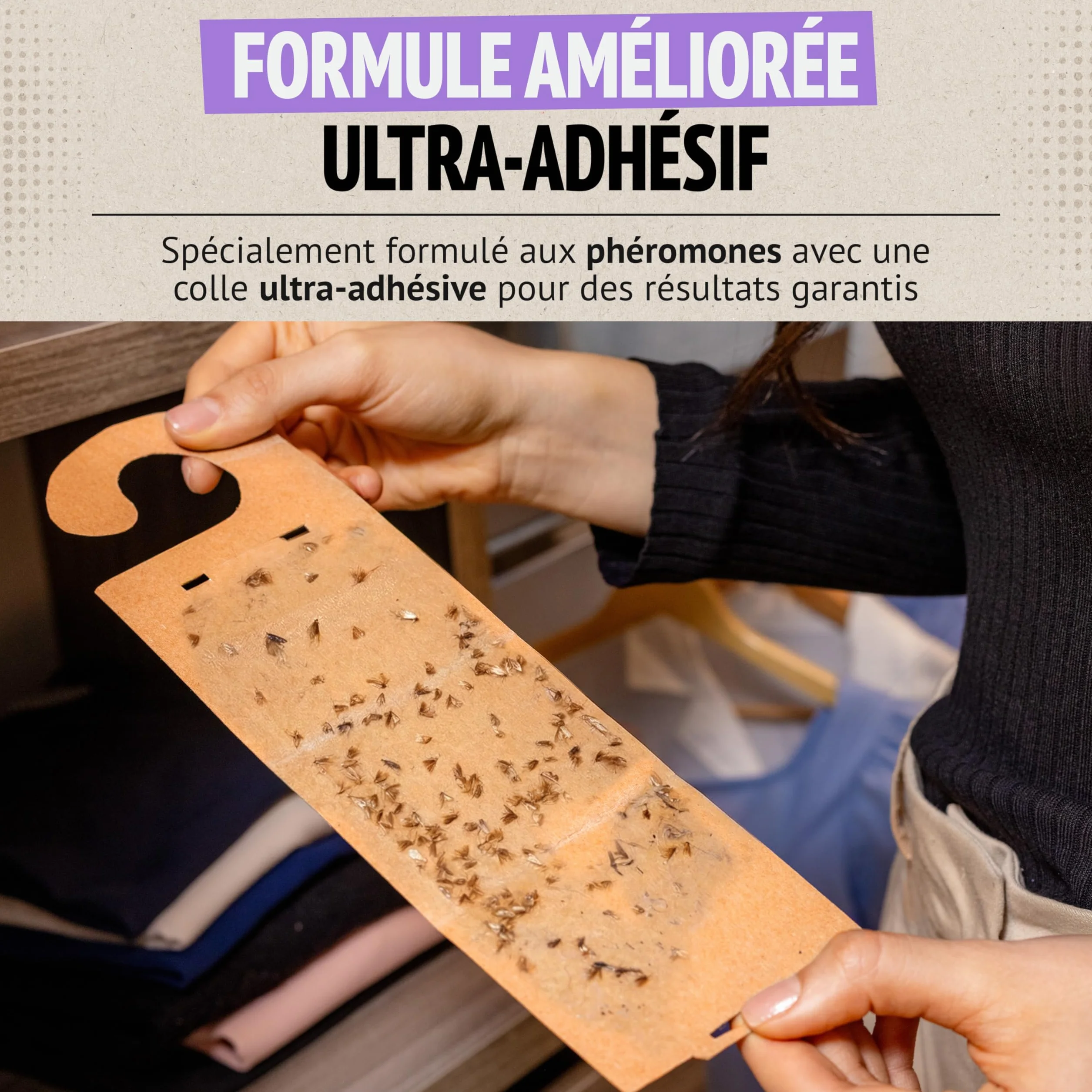 Piège Anti-Mites Textiles Lot de 10 – Anti-Mites Vêtements Penderie – Piège à Phéromones Armoire