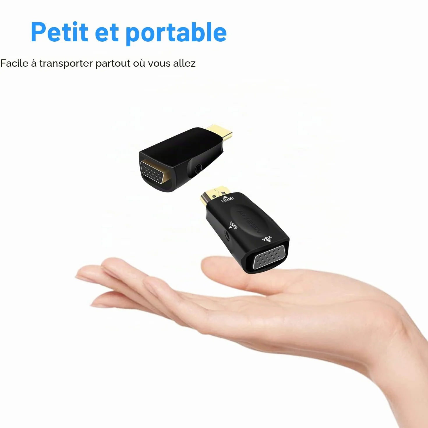 Adaptateur HDMI vers VGA Mâle Femelle 1080p avec Jack Audio 3.5mm Compatible