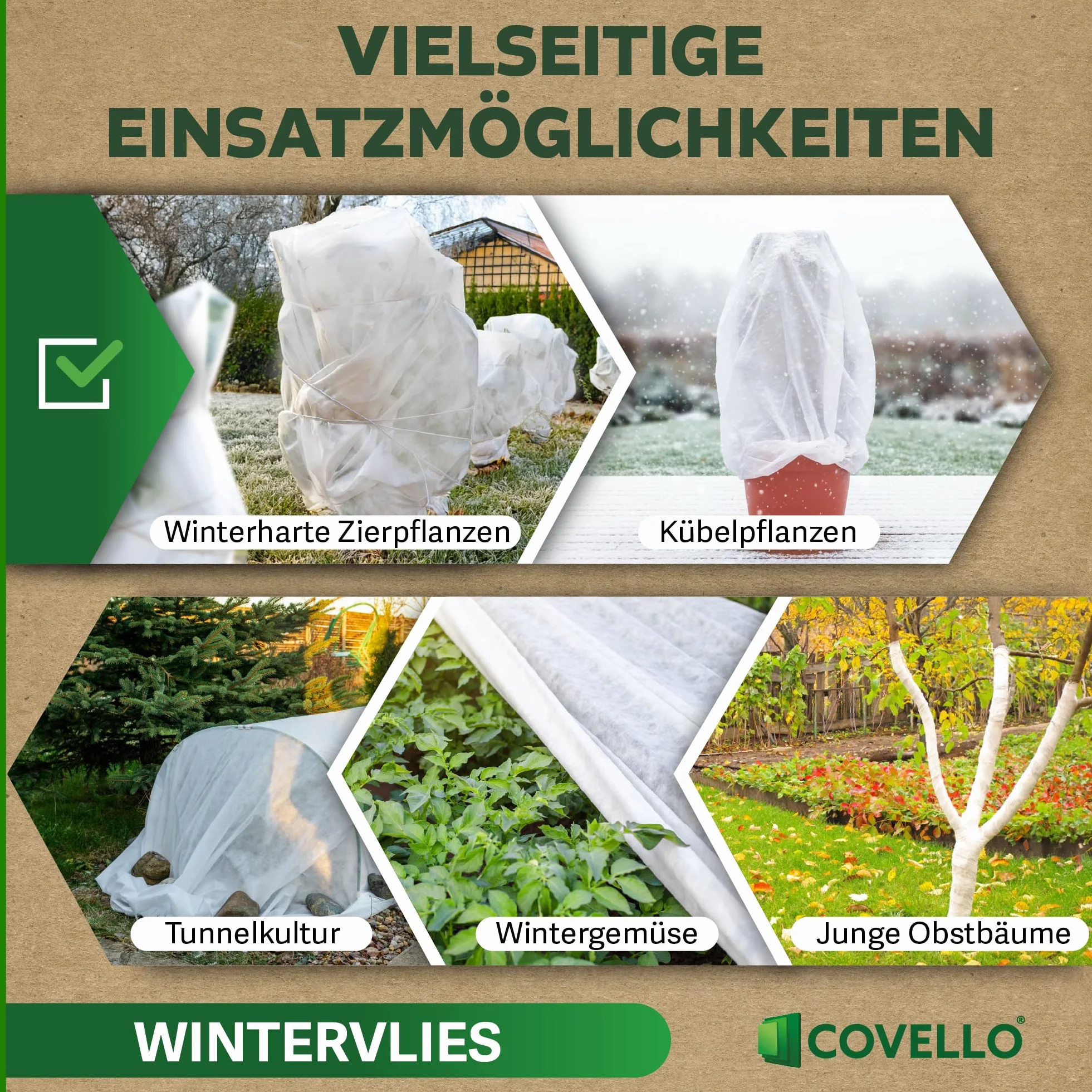 Covello Voile d'Hivernage pour Plantes 50g/m² Protection UV Respirante 25m x 1,6m 40m²