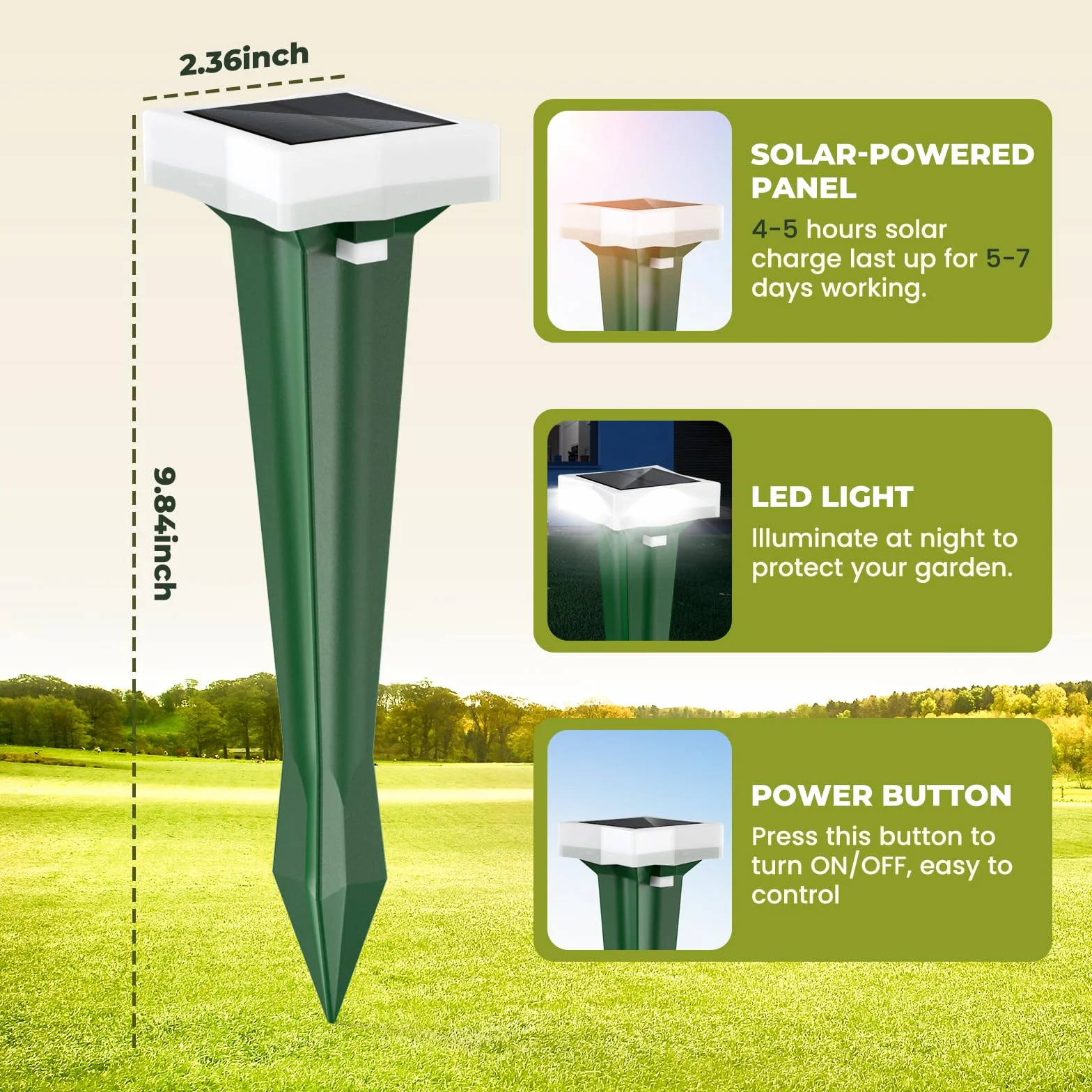 Repulsif Taupe Solaire Anti Taupe 3 Modes Vibration LED Etanche 4 Pieces Jardin