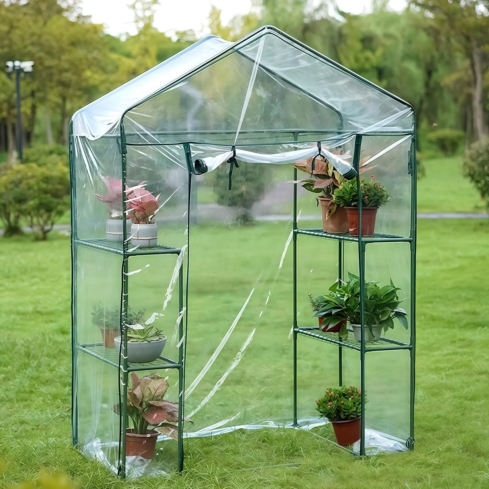 Serre D'extérieur, Petite Serre Botanique avec Portes, Bâche en PE Résistante, Parois Portables en Plastique pour D'intérieur et D'extérieur
