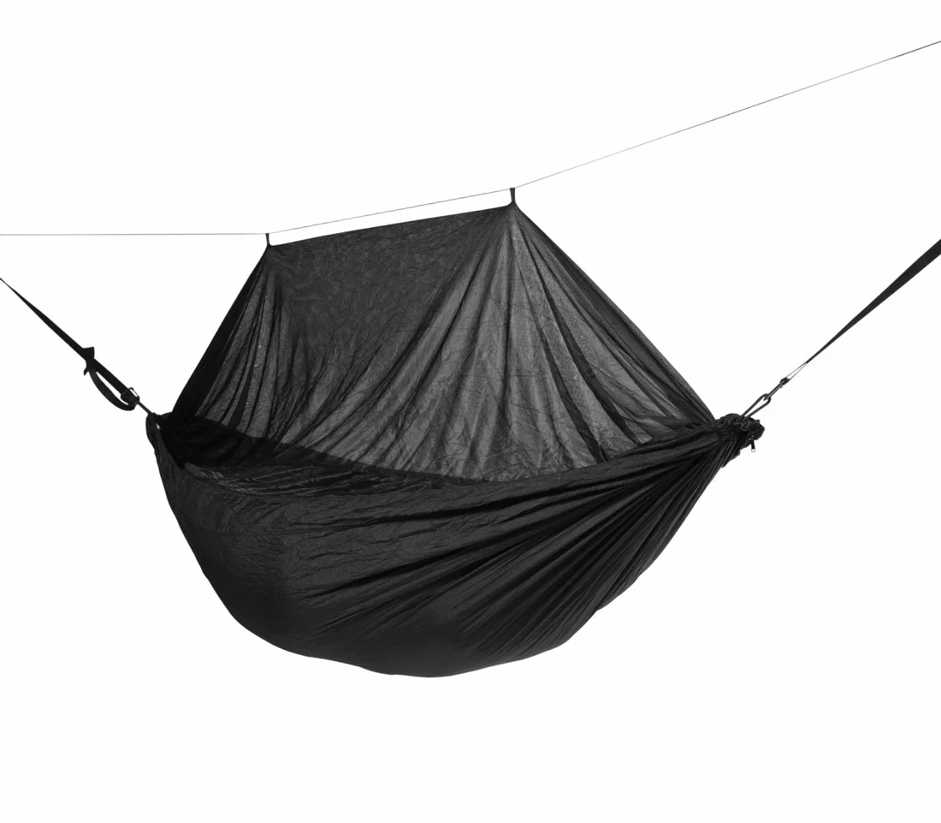 Tropilex Hamac de Camping Randonnée Voyage 1 Personne | Tente Moustiquaire avec Bache & Cordes Capacité 120 kg | Toile Parachute Noire Léger & Imperméable