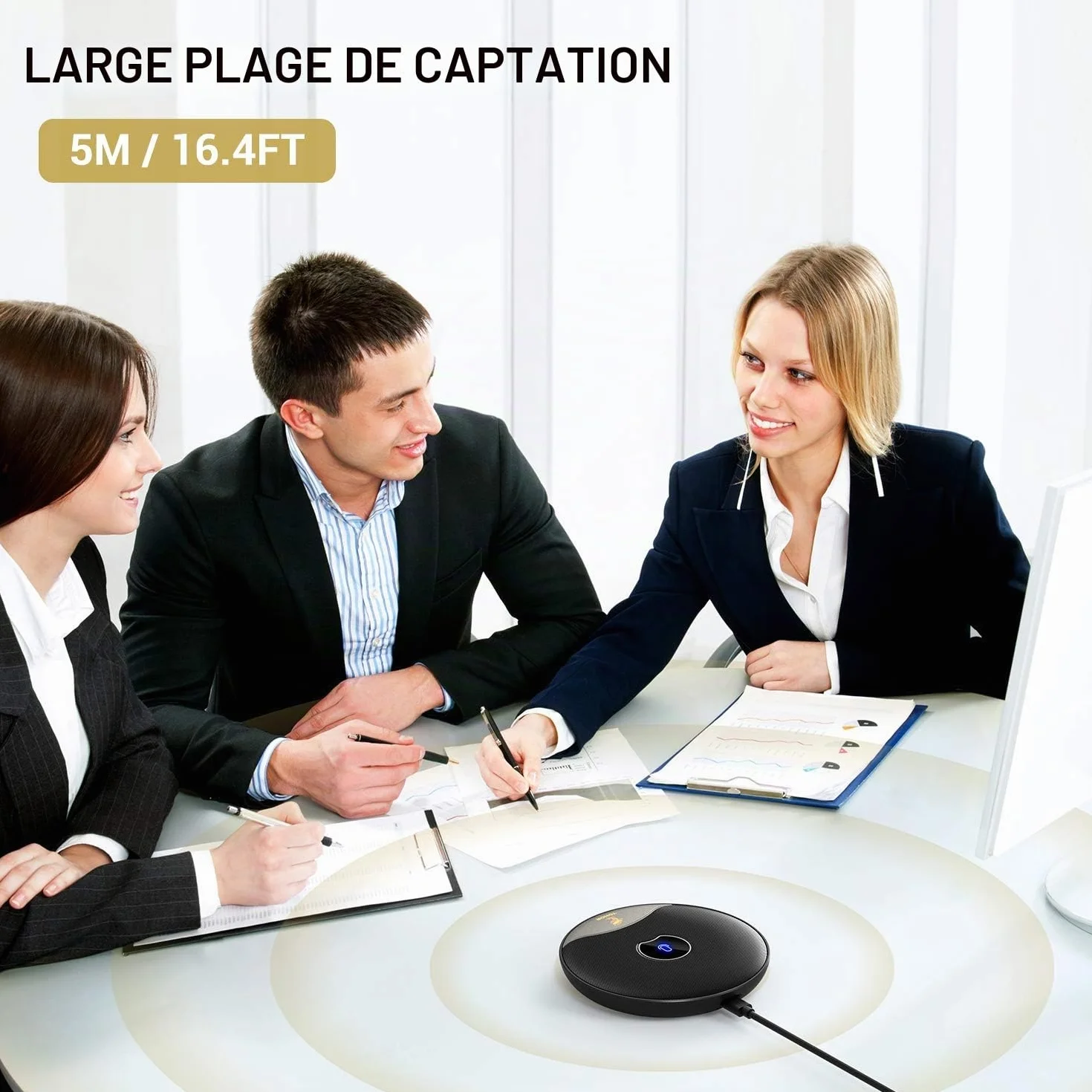 TONOR Microphone USB de Conférence, Micro à Condensateur Omnidirectionnel avec Bouton Muet pour PC, Plug and Play (TM20)
