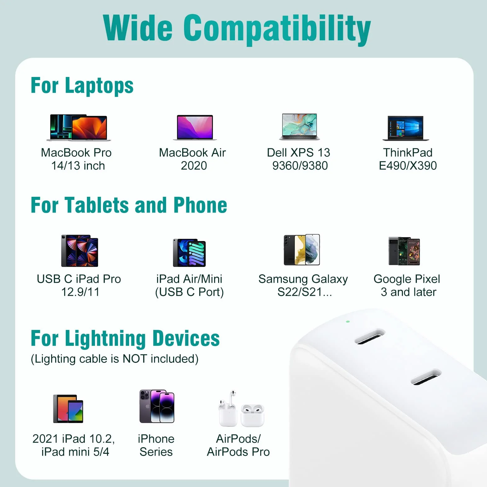 Chargeur MacBook 67W USB C 65W Rapide avec Câble 2M pour MacBook Air/Pro, iPad Pro/Air