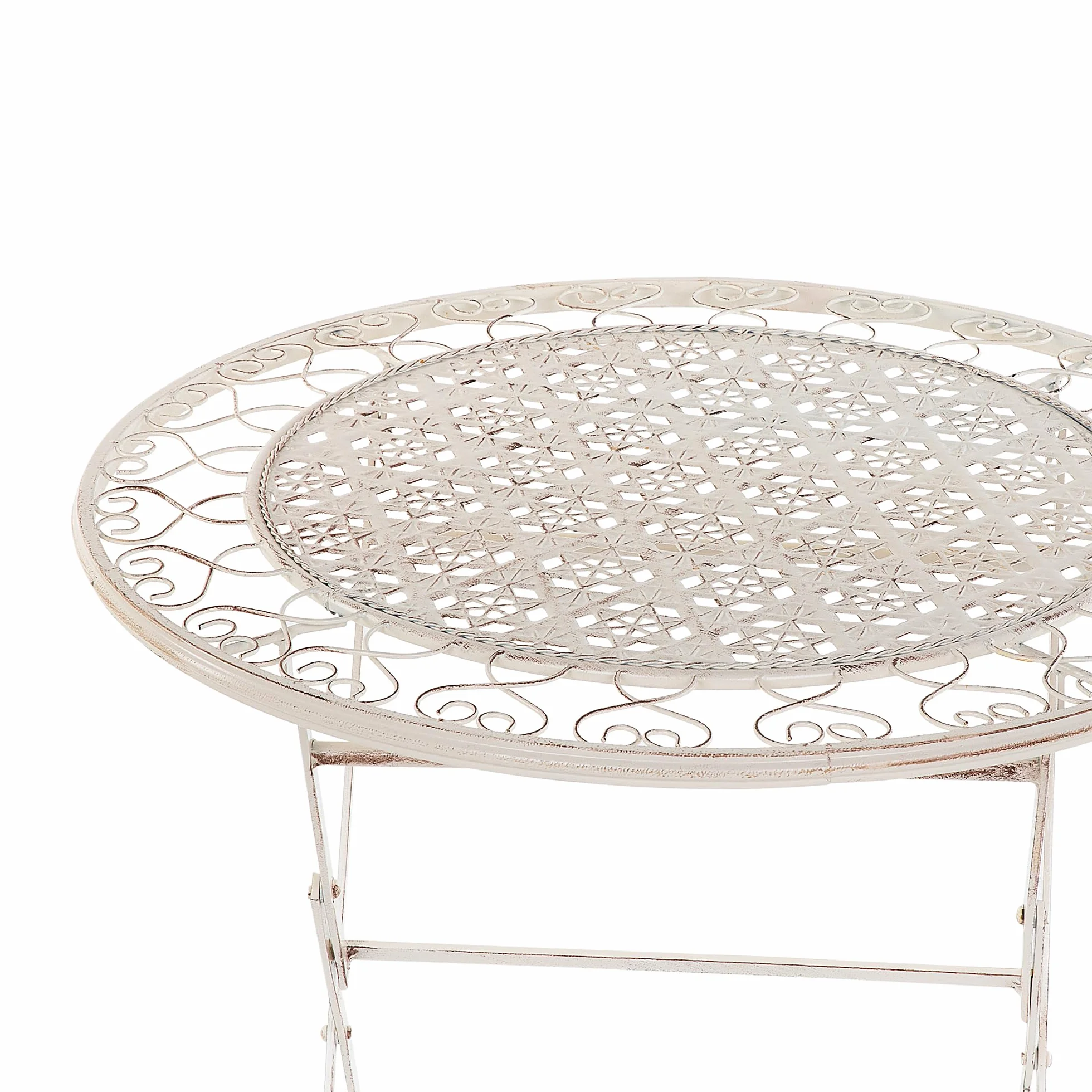 Beliani Ensemble de Jardin 2 Chaises Pliantes Table Assortie Métal Beige