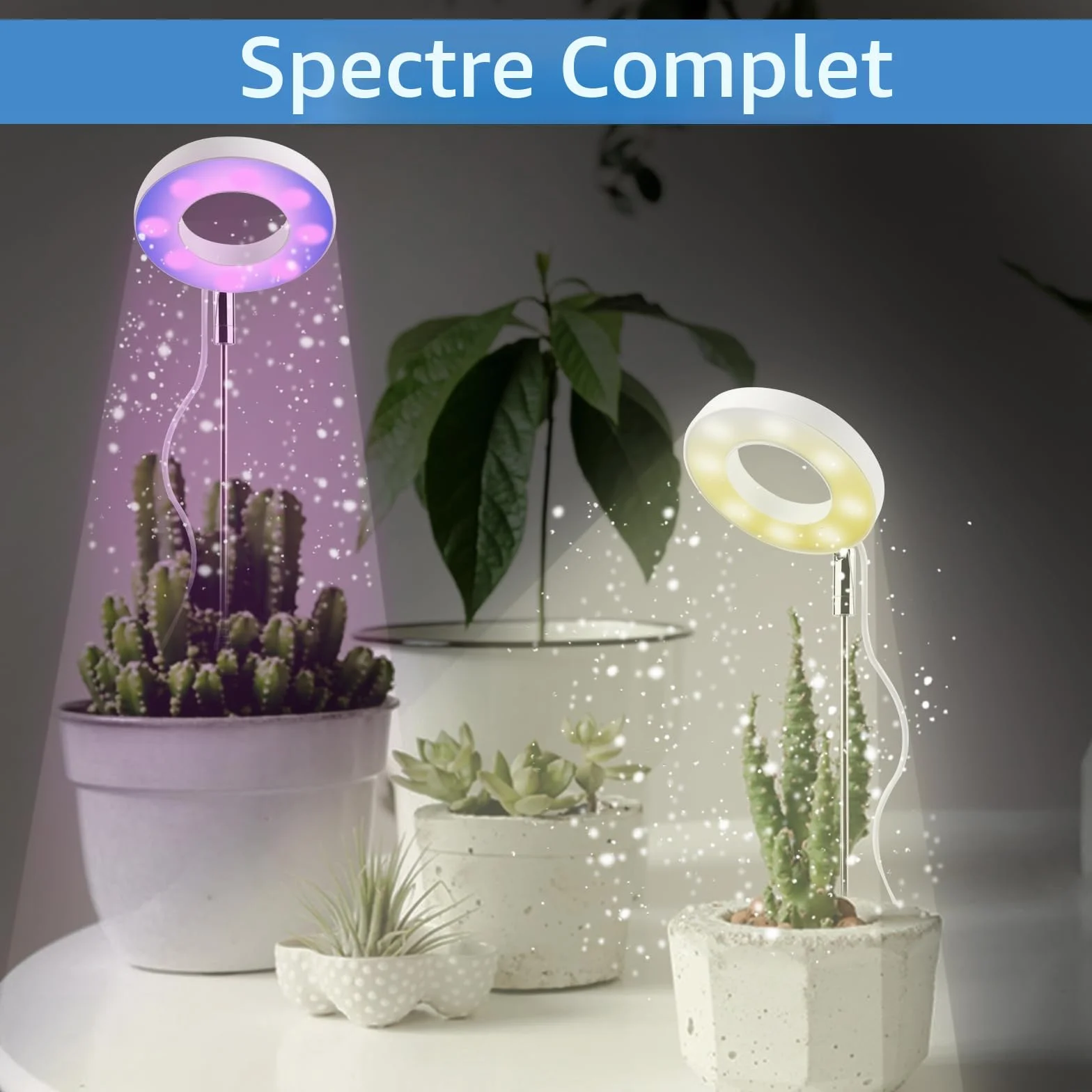 Lampe de Culture LED à Spectre Complet, Réglable 3 Niveaux de Luminosité, Arrêt Automatique 3/9/12H