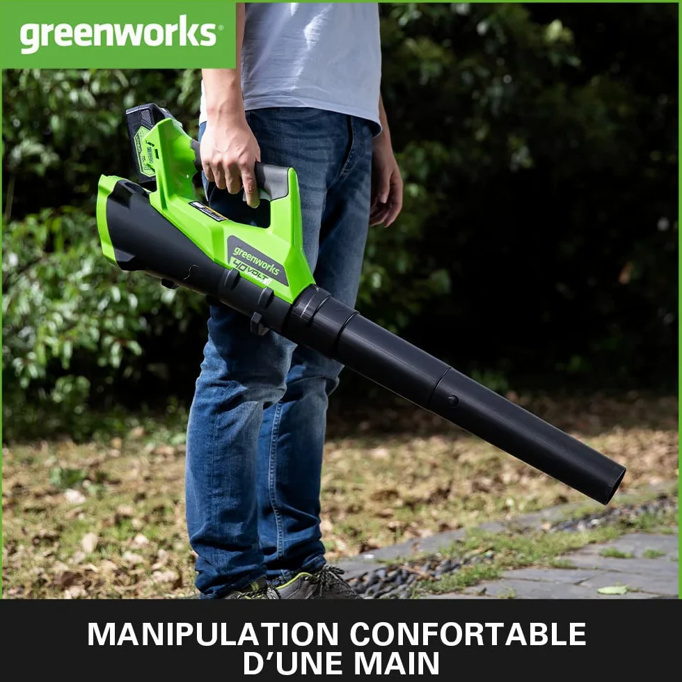 Greenworks 40V Souffleur à Batterie Axial de Feuilles Sans Fil, avec Régulateur de Vitesse, 177 km/h, 11,05 m³/min SANS Batterie Ni Chargeur, Garantie 3 Ans G40AB
