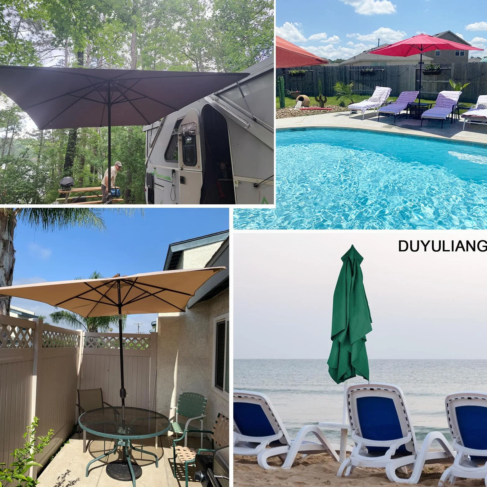 Auvent De Remplacement Pour Parasol 300×300cm Protection UV Housse Parapluie non déporté Khaki 197X297cm