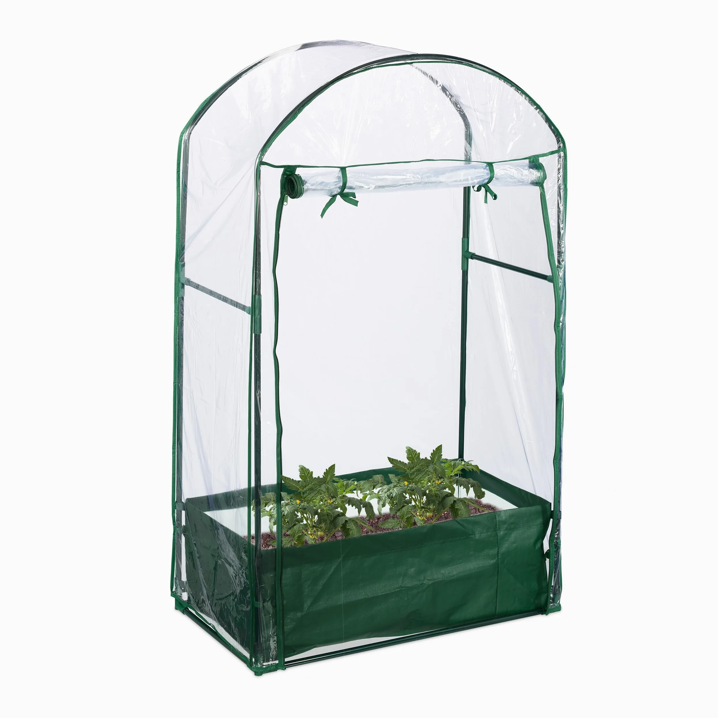 Relaxdays Serre de Balcon avec Sac de Plantation, HLP : 153 x 89 x 49 cm, Film Plastique, PVC & Acier, Transparent/Vert