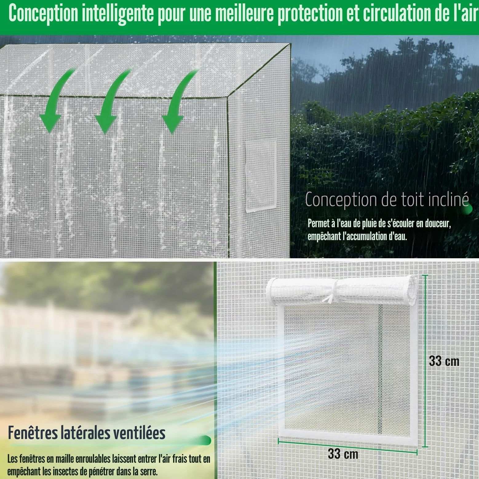Velway Serre de Jardin Toutes Saisons - Serre d’Hivernage en PE 140 g/m² Imperméable avec Fenêtre d’Aération pour Tomates Légumes Plantes Fleurs - Toit Incliné Blanc Translucide 208x81x170/141cm