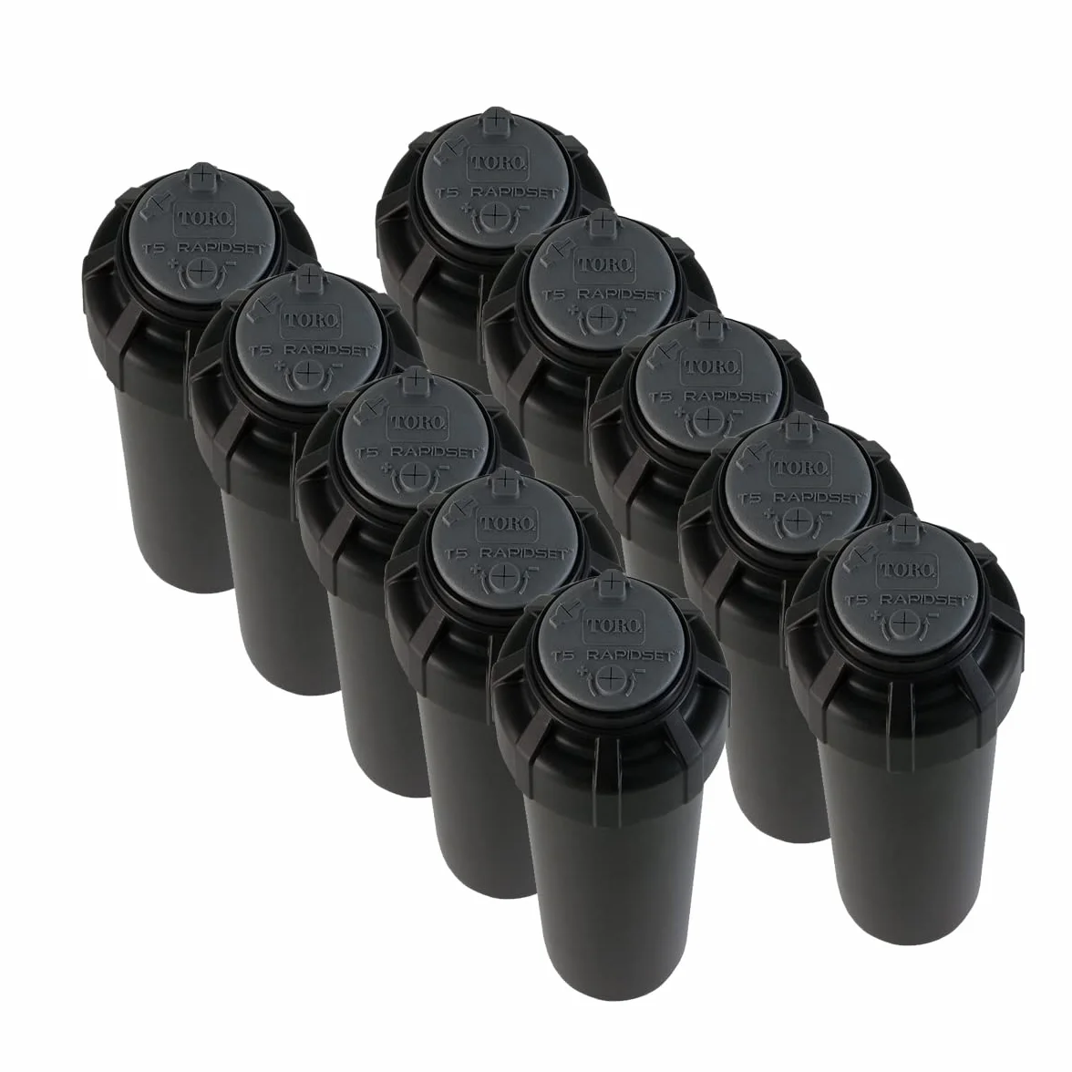 Toro Lot de 10 arroseurs d'arrosage T5P RS (Rapid Set) avec portée de 7,6 à 15,2 m Arroseur avec réglage de l'arc sans outils Diffuseur d'arrosage Gazon