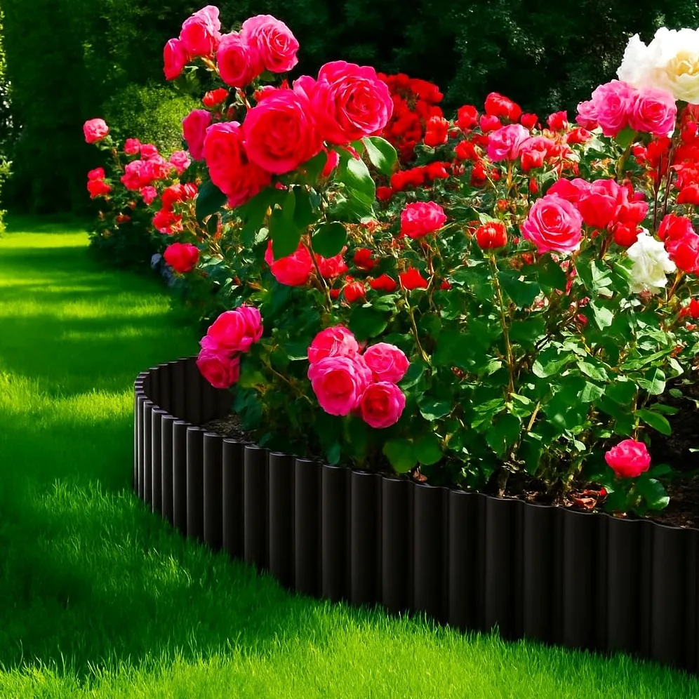 Lot de 4 Bordures de Jardin Métal Ondulé 6m×20cm, Acier Galvanisé Antirouille Flexible, Bordure Paysagère pour Parterres Pelouses Allées