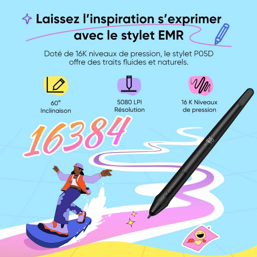 XPPen Deco Mini7W v2 Tablette Graphique Bluetooth 5.0 7 Pouces 16K Niveaux de Pression