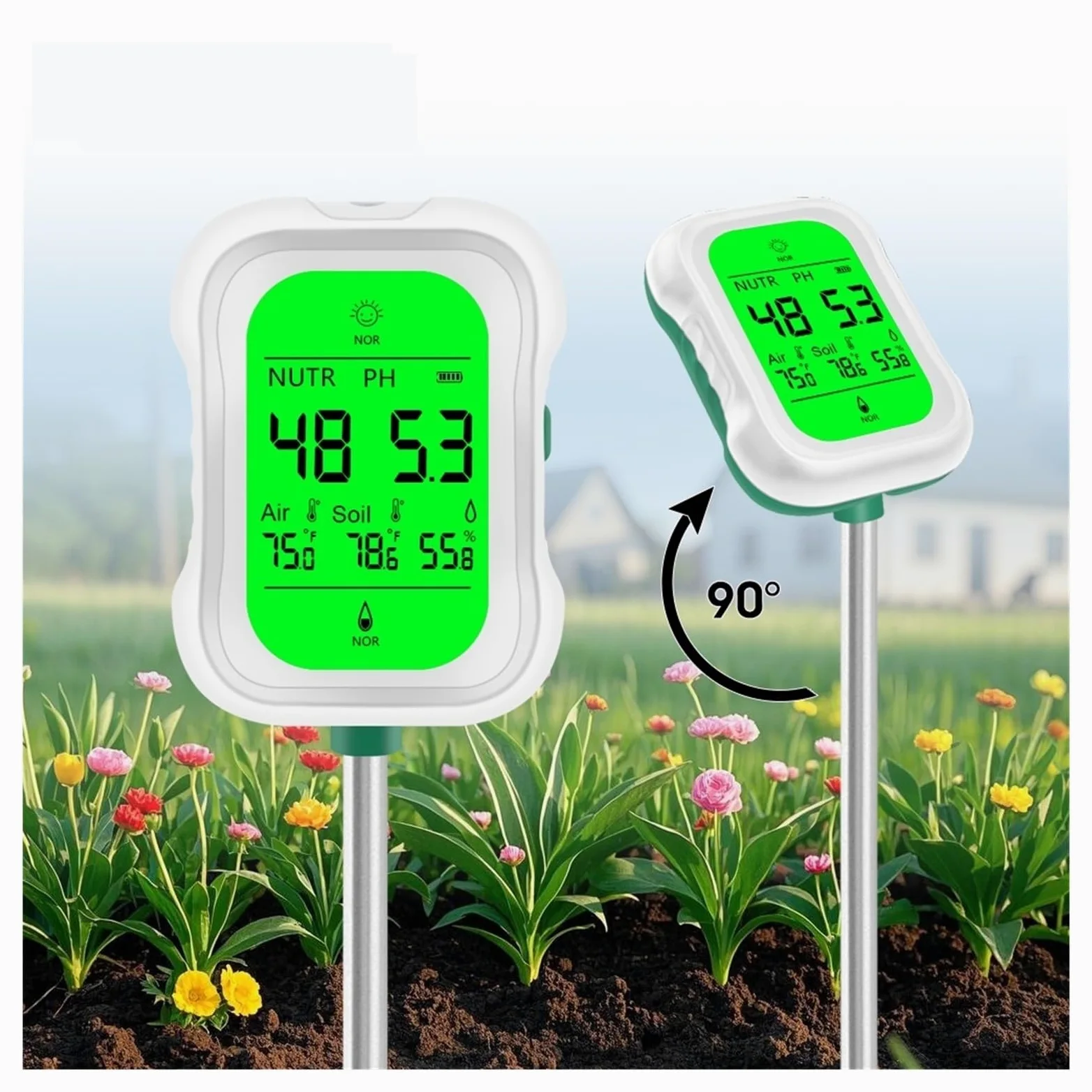 Testeur de Sol numérique 7 en 1, pH, humidité, lumière, fertilité, température, for Plantes Jardin, Ferme, Agriculture Jardinage, Agriculture