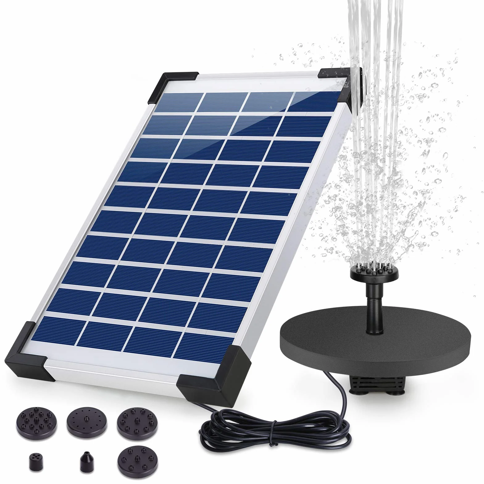 AISITIN Fontaine Solaire Flottante 5,5 W avec Batterie | Pompe pour Bassin Jardin Aquarium Bain d'Oiseaux et Étang Extérieur
