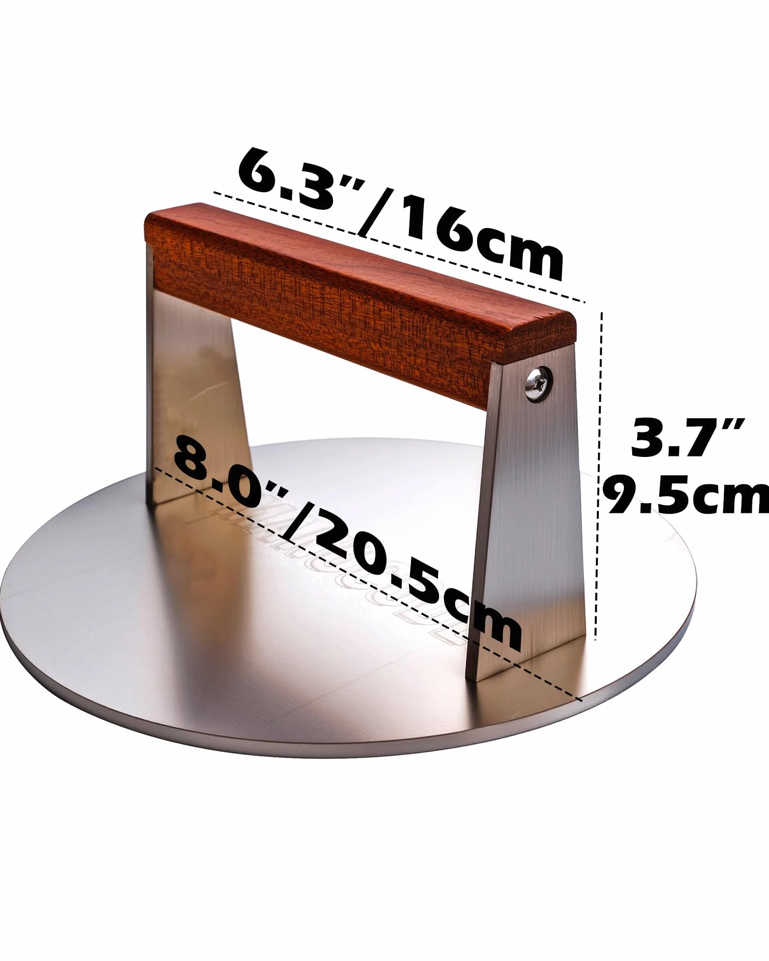 Presse à Griller en Acier Inoxydable 20,5cm 1,42kg Poignée Bois