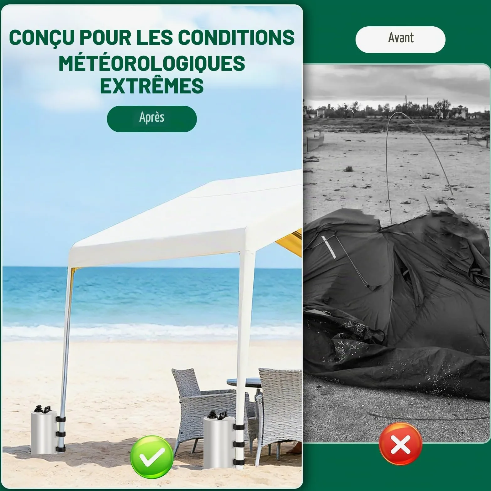 Paquet de 4 Poids de Water Bag Gazebo,Sacs de Poids Robustes pour Pieds de tonnelle,Réutilisable, Sacs de lestage pour Gazebos/Tentes de Jardin,Poids pour Jambes, tentes Pare-Soleil, Parasol