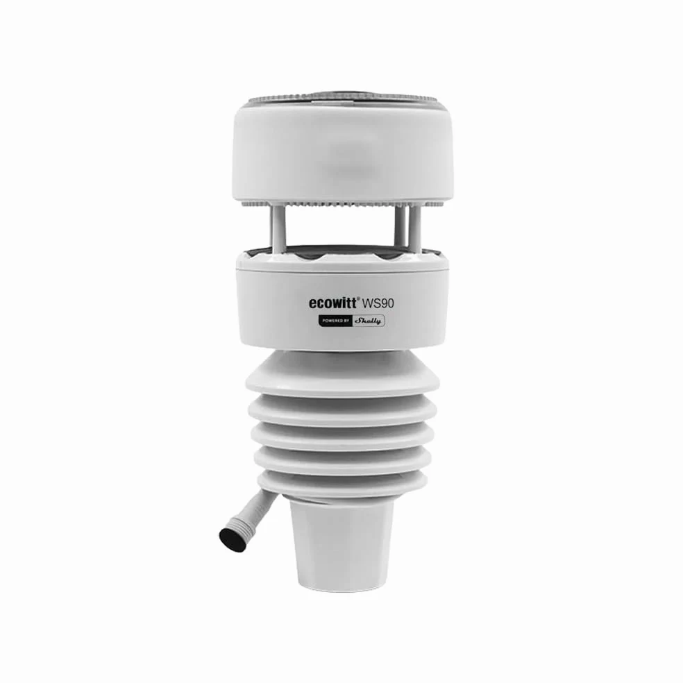 Ecowitt WS90 – Station météo sans fil extérieure, alimentée par Shelly, Bluetooth et Zigbee, Thermomètre et hygromètre connecté, Mesure vent, pluies, UV, Baromètre, IPX5, Aliemntation solaire