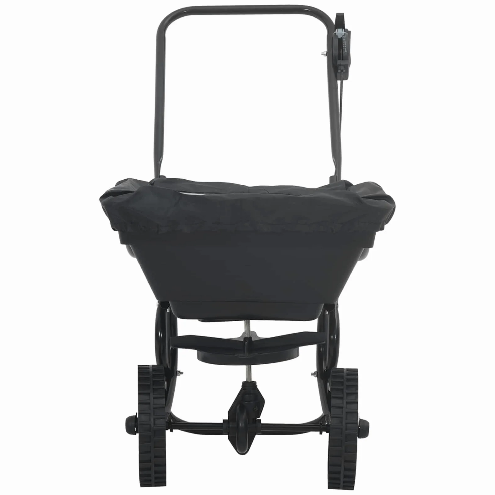 Épandeur Noir 82 x 46 x 75 cm PVC et Acier pour Jardinage extérieur, Distribution régulière de semences, Engrais, fertilisants, pelouse, terreau, Pratique et Robuste