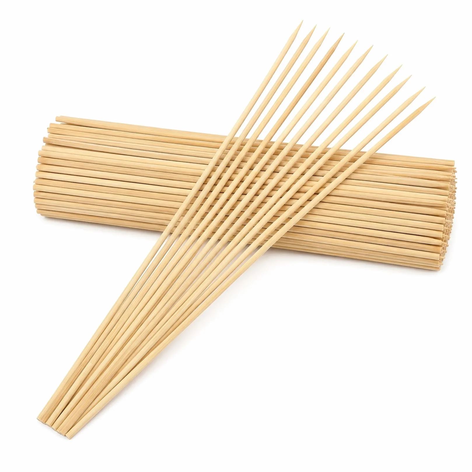 Lot de 100 Pics à Brochettes en Bois 3.5mm x 15cm pour Barbecue, Grillades, Fruits et Légumes