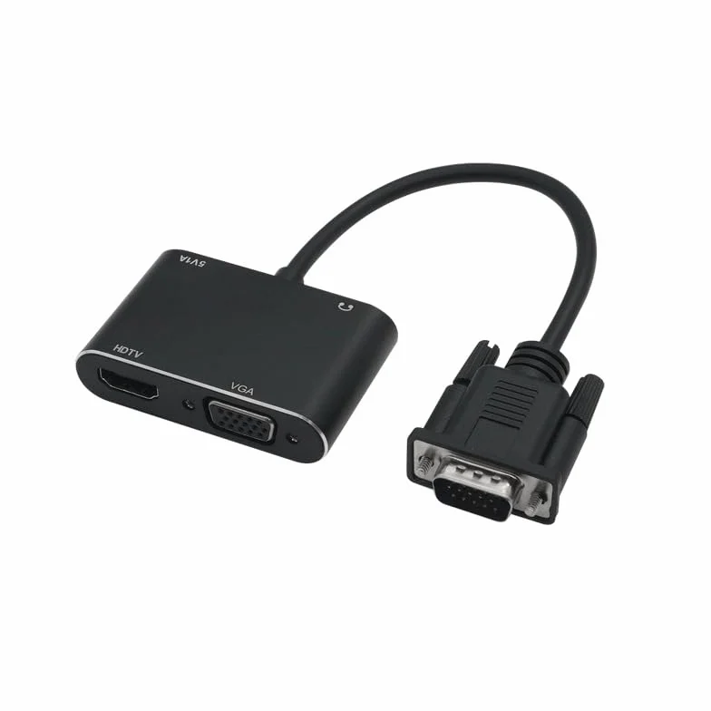 Adaptateur VGA vers HDMI 2 en 1 avec convertisseur audio 3,5 mm pour projecteur
