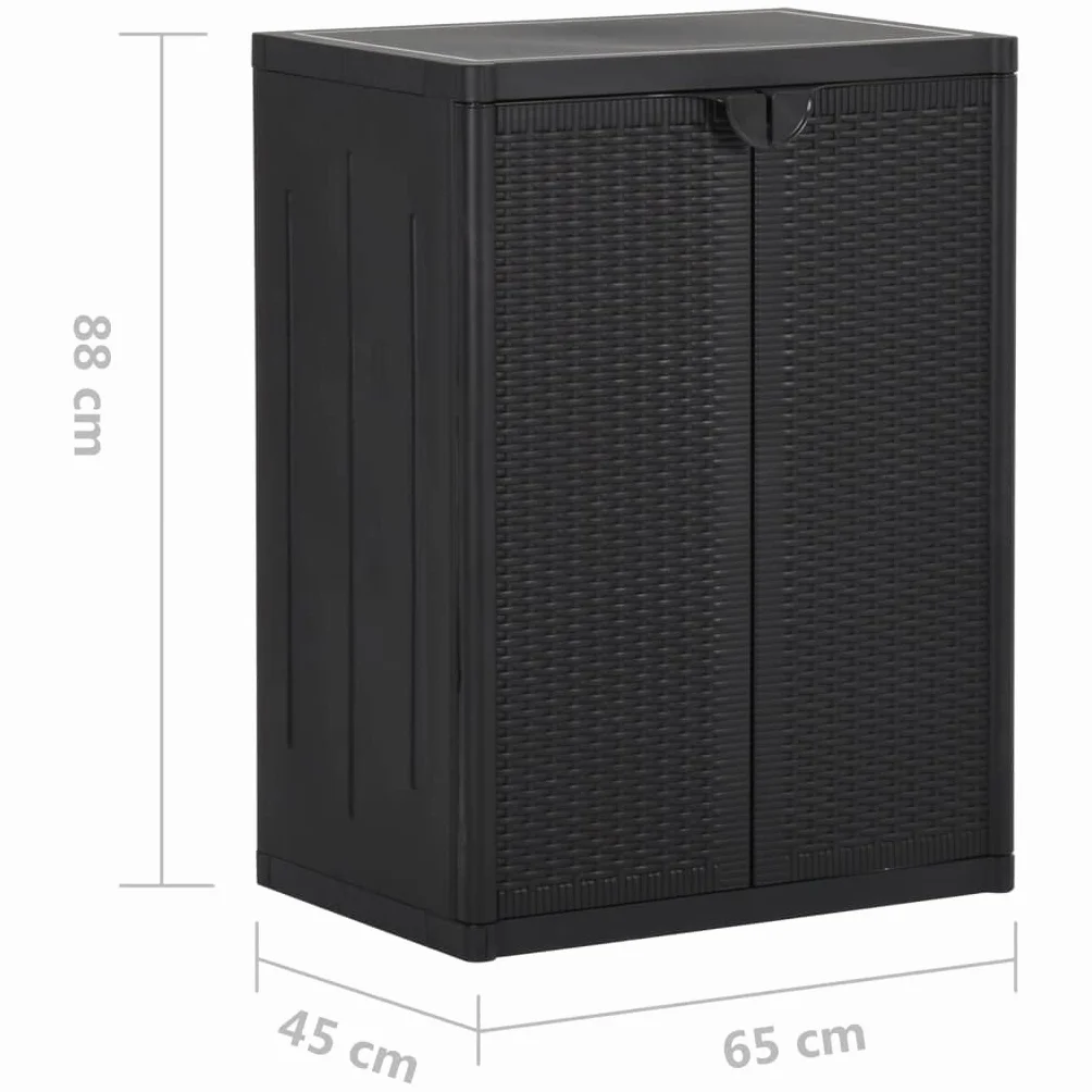Armoire de rangement jardin Noir 65x45x88 cm PP Rotin