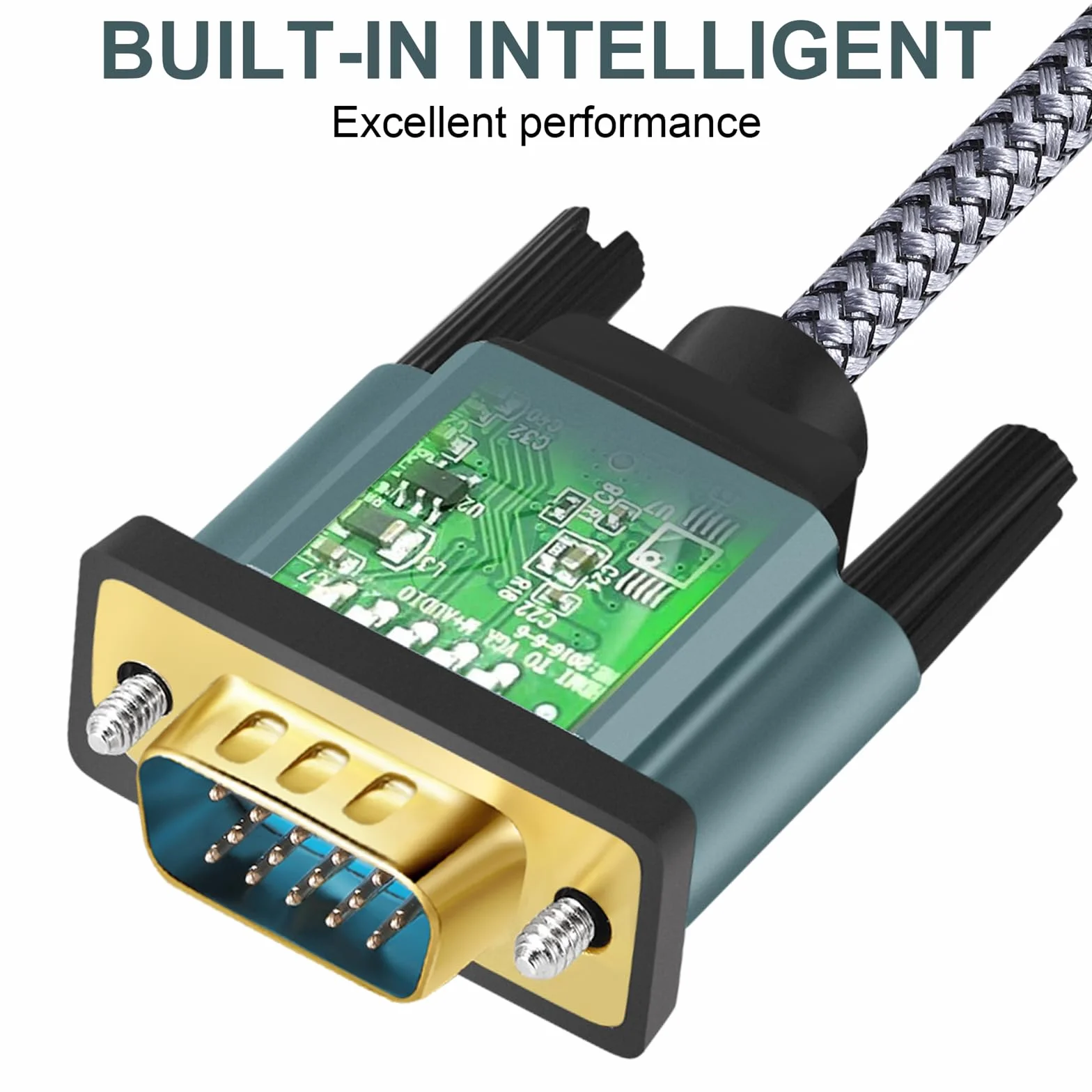 Câble adaptateur HDMI vers VGA 1080p mâle-mâle, alliage d'aluminium, plaqué or, tressé nylon 1M pour PC moniteur projecteur HDTV