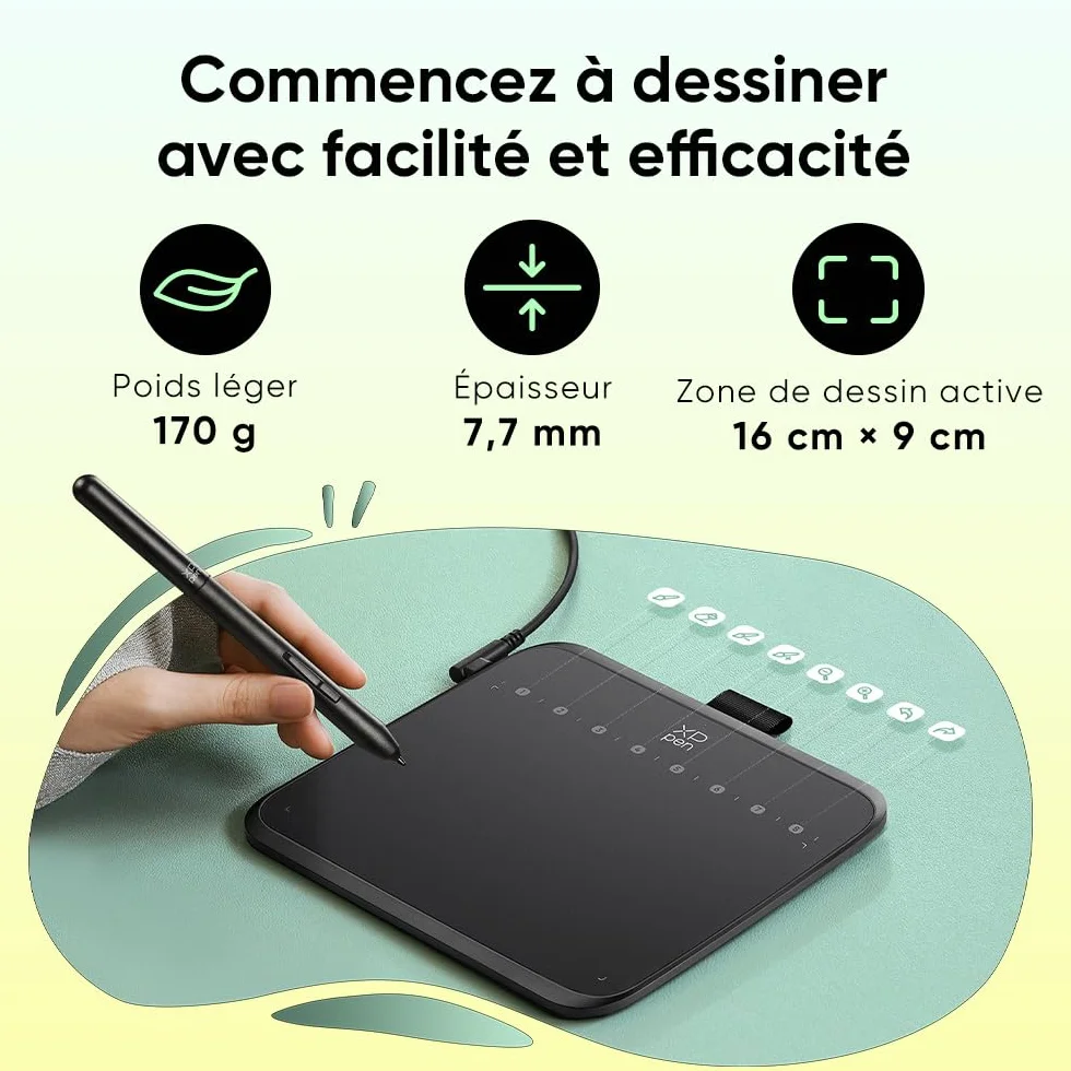 XPPen Deco 640 Tablette Graphique sans Écran, Stylet X3 Pro 16K Niveaux de Pression, Compatible Windows/Mac/Android
