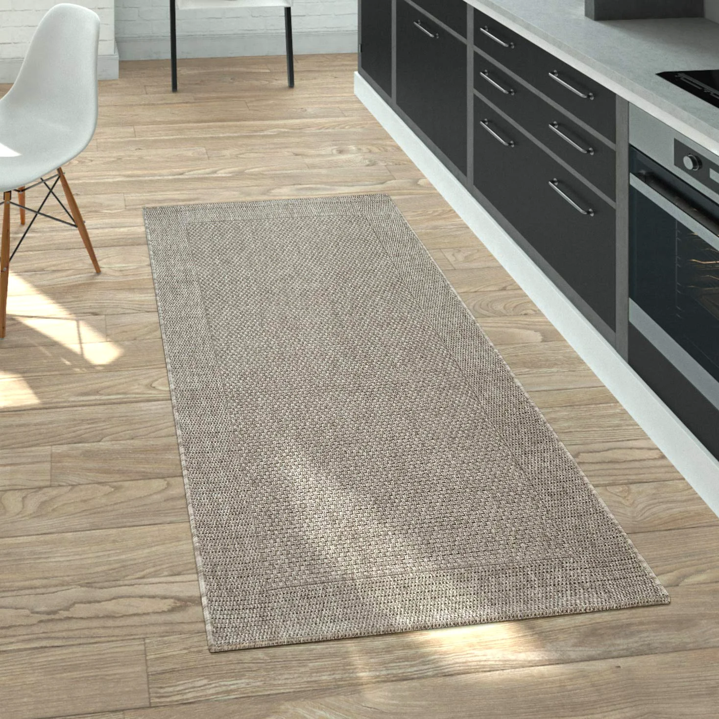 Paco Home Tapis Look Jute Indoor-Outdoor - Naturel & Noir, Robuste & Élégant, Idéal pour Terrasse & Salon, Dimension:120x170 cm, Couleur:Gris