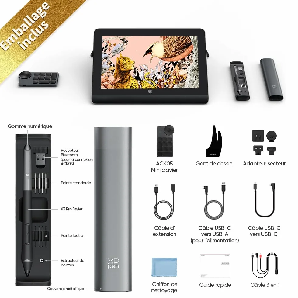 XP-PEN Artist Pro 16 (Gen 2) Tablette Graphique Dessin Écran Laminé Stylet 16K Pressions 2560x1600 159% sRGB