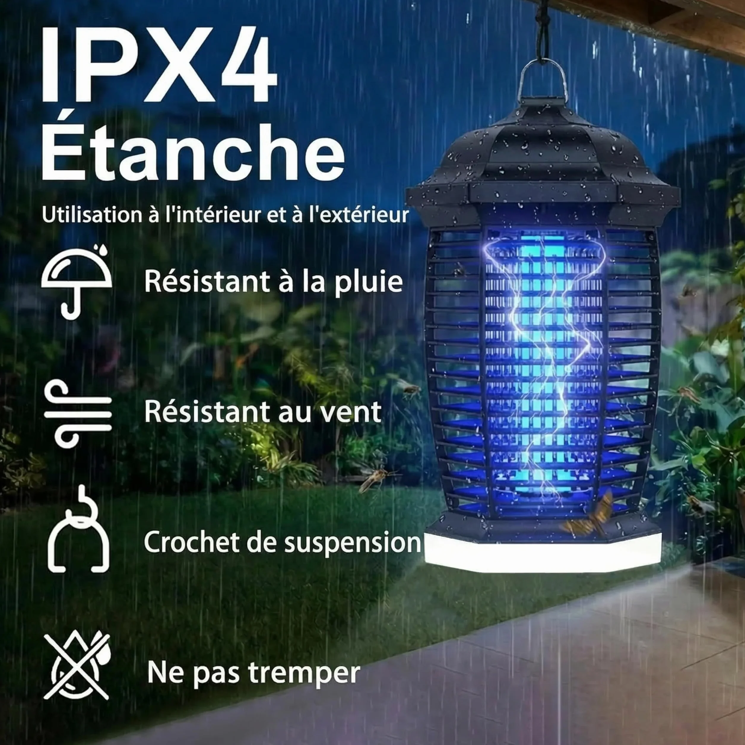 Seenlast Lampe Anti Moustique Exterieur 4000V 2 en 1 18W Tueur d'Insectes Electrique LED IPX4 100m²