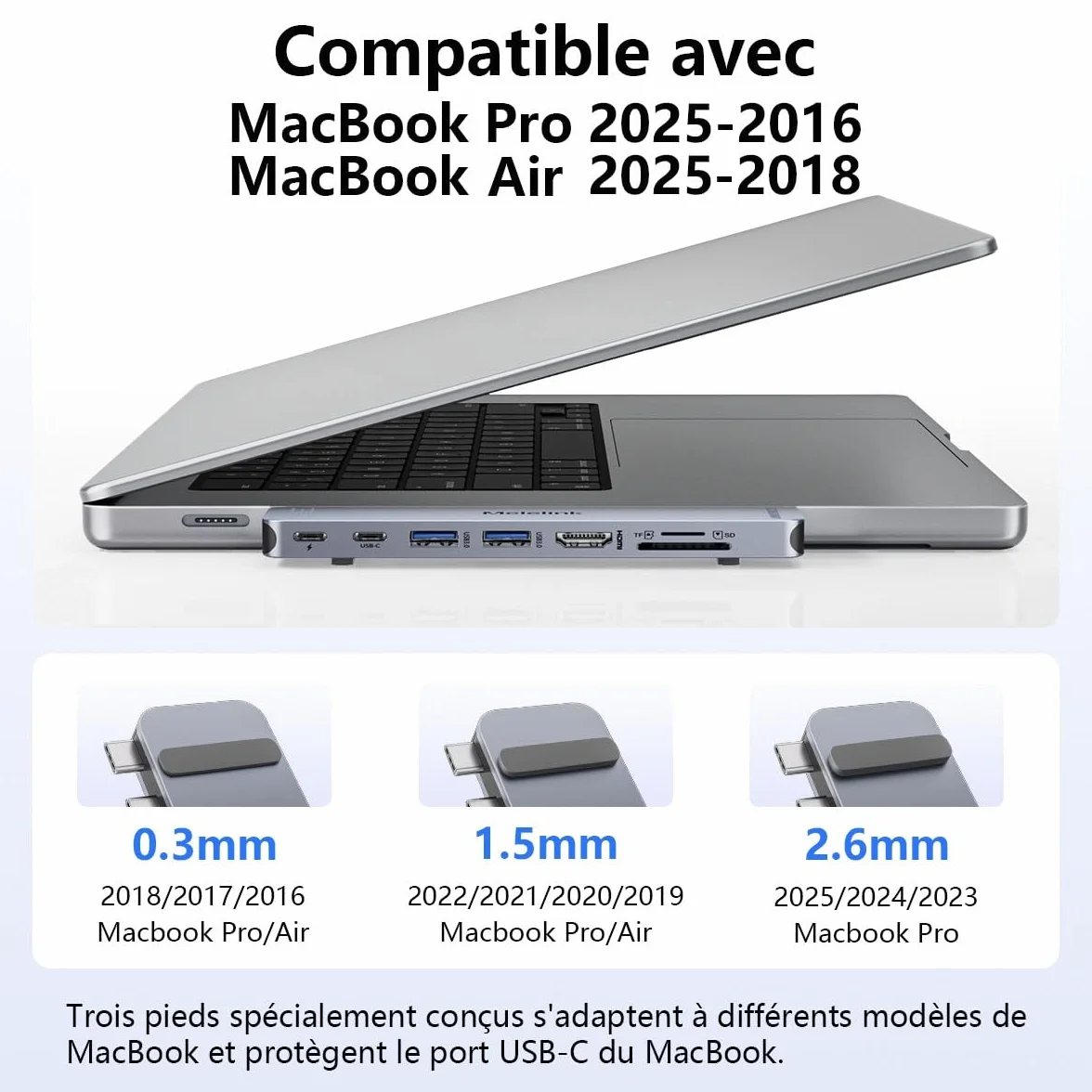 Hub USB C 8 en 2 Adaptateur HDMI 4K pour MacBook Pro/Air Thunderbolt 3 100W 40Gbps