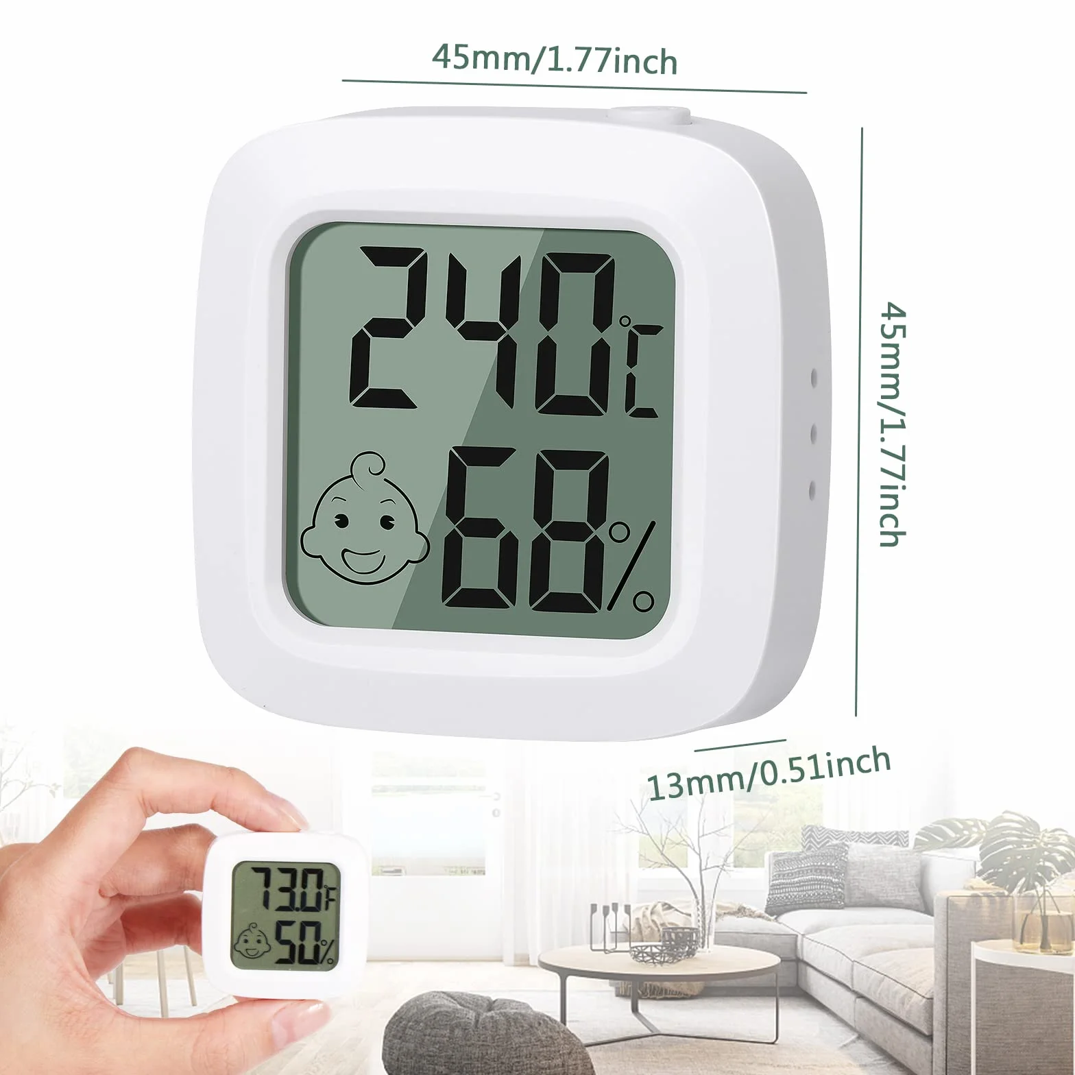 Vinabo Thermomètre Hygromètre Intérieur Digital Haute Précision 2 Pièces