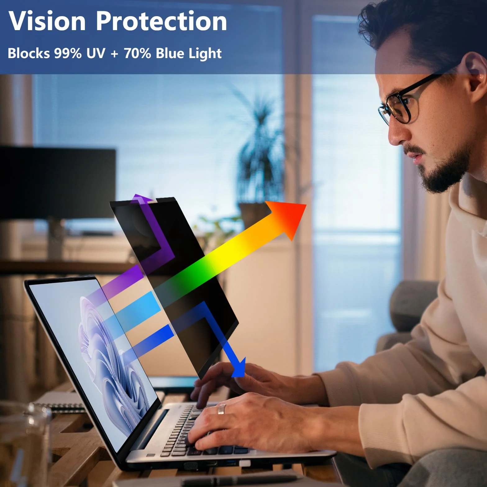 Filtre de Confidentialité Magnétique pour Surface Laptop 13,5 Pouces 6/5/4/3/2/1, Anti-Espion et Bleu-Lumière