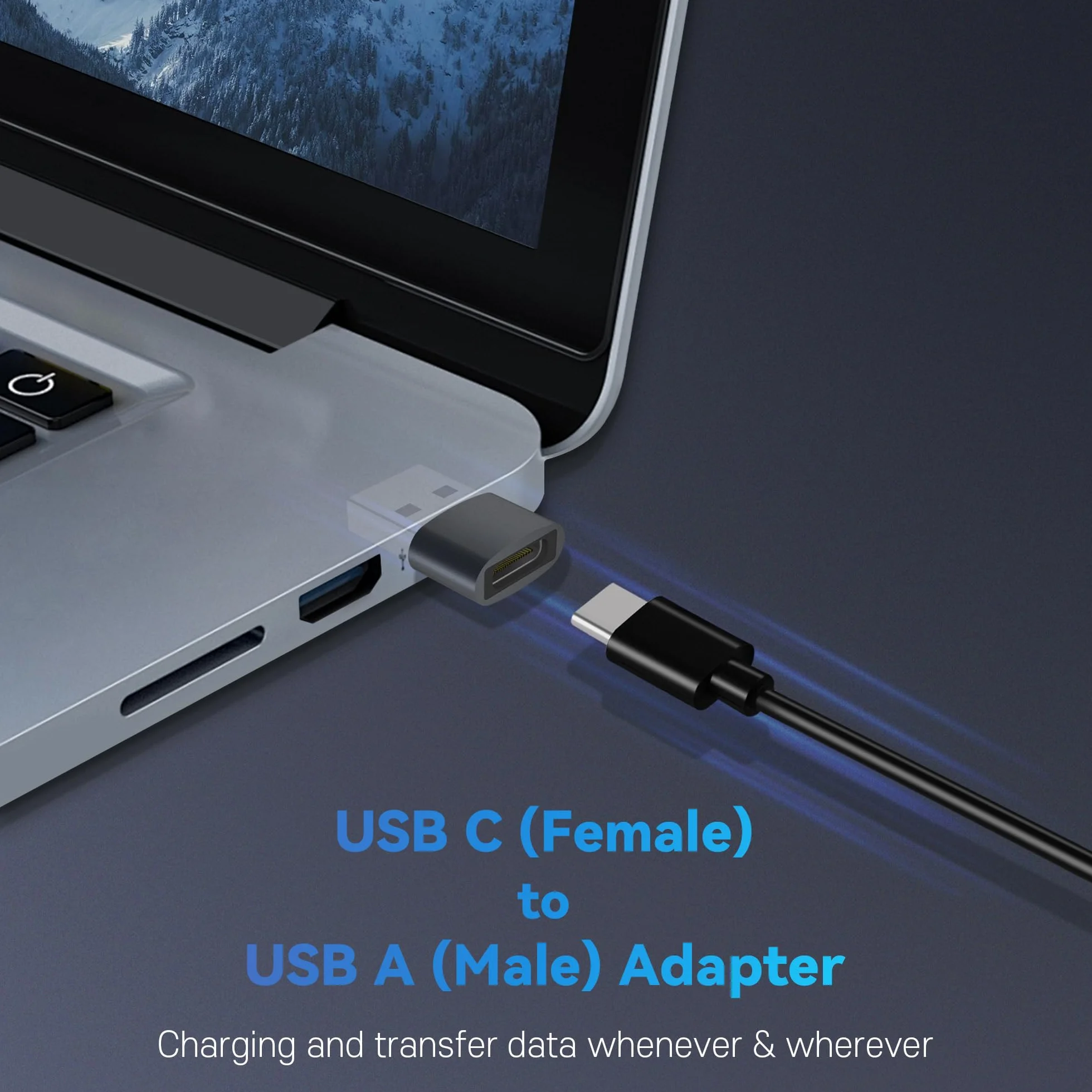 YISH Adaptateur USB C vers USB 2.0 Lot de 3 Femelle vers Male Charge Rapide 480Mbps Compatible iPhone 16 15 Galaxy S25 S24 iPad MacBook