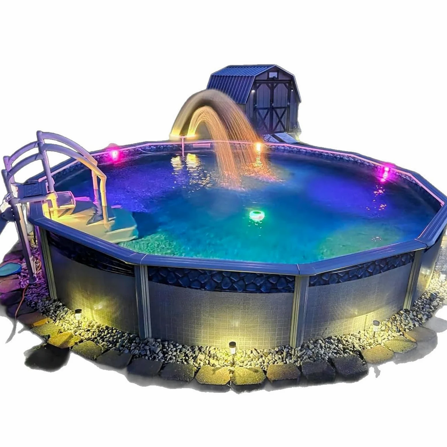 Fontaine Flottante pour Piscine d'eau Réglable avec Lumière | Pompe à pour Piscine pour Rafraîchissement et Détente, Bassin Hors-Sol Enterré, Jardin Extérieur Vacances d'Été
