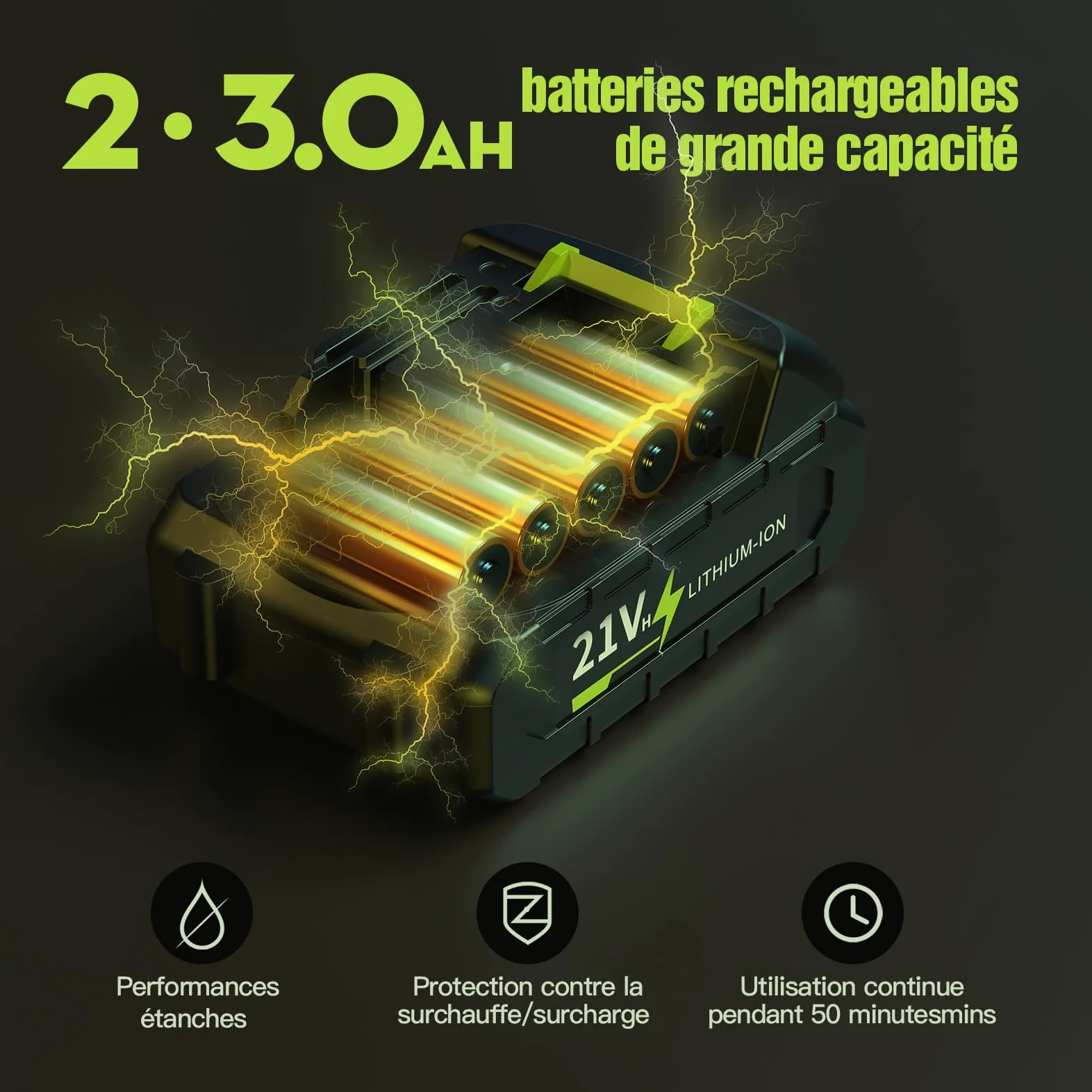 Hancaner Nettoyeur Haute Pression à Batterie, 35 Bar, écran LED, avec 6 en 1 Multi-buse de pulvérisation, 2 * 3.0 Ah Batterie et Chargeur 5M Tuyau pour Voiture, Maison, pelouse, Jardin, clôture