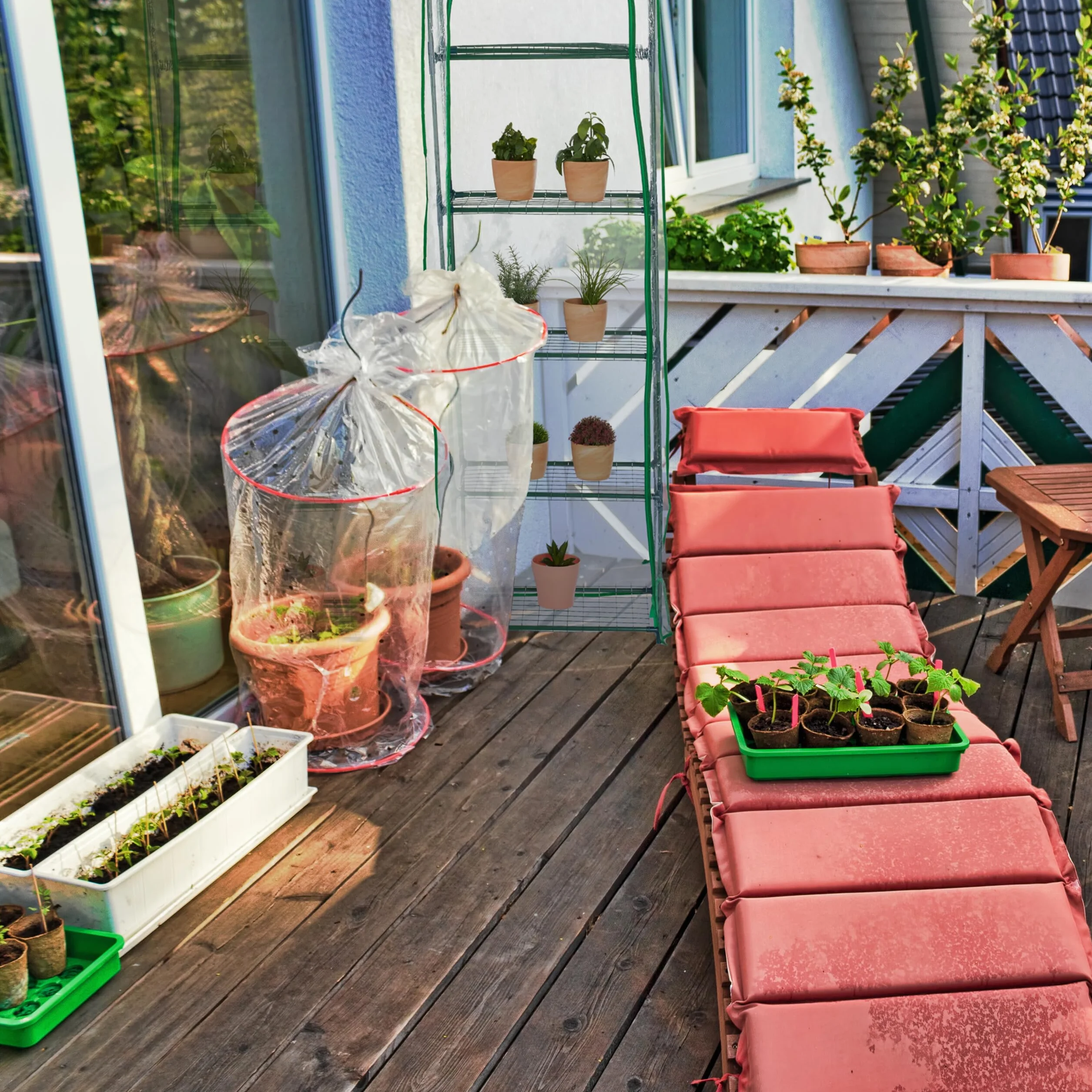 Relaxdays Serre de Balcon, 5 étagères, Fer, bâche en PVC, H x L x P : 193 x 58 x 36 cm, Transparent et Vert