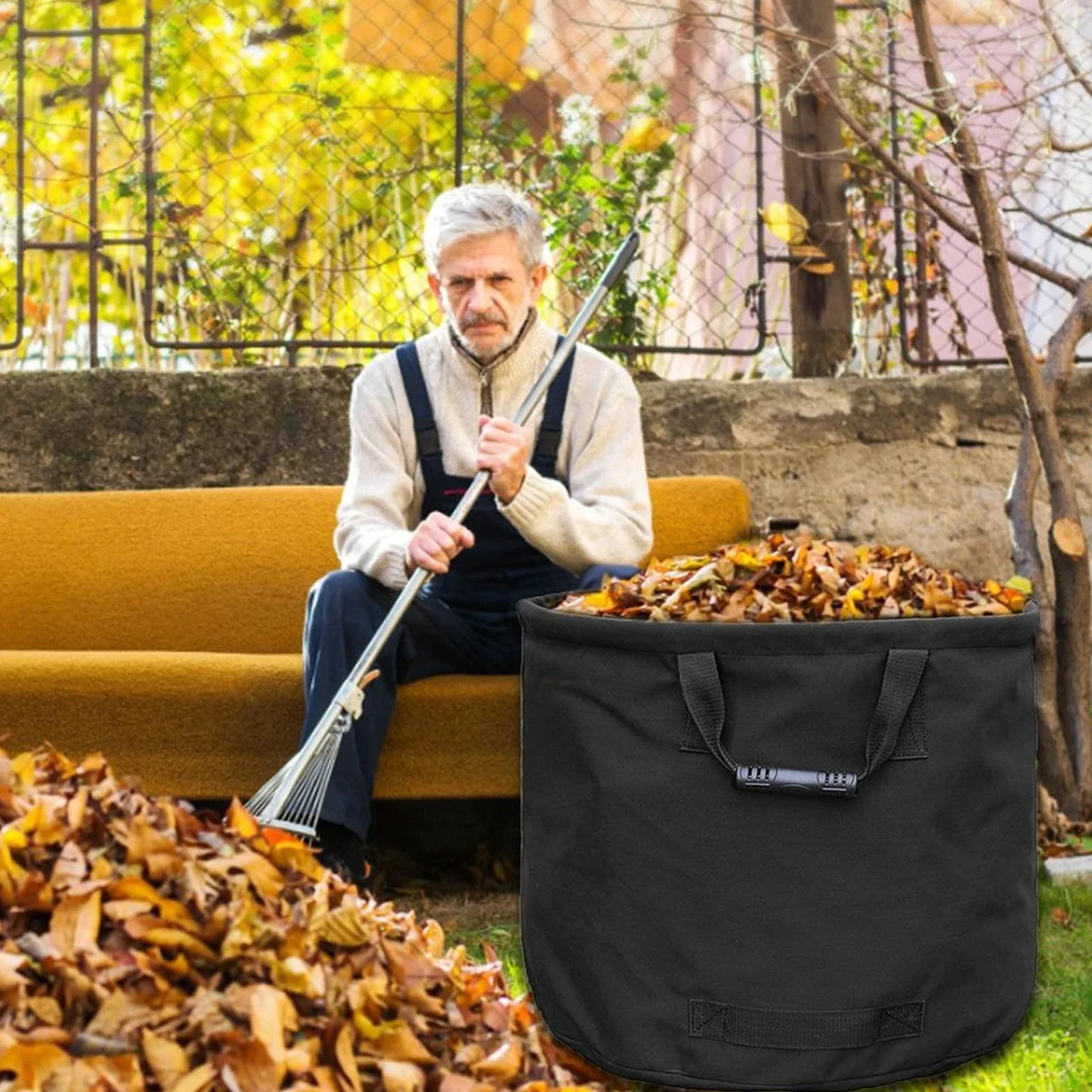 Poubelle de jardin en tissu Oxford 600d imperméable de tissu d'Oxford Can Sac de rangement for la fleur de plante sac à ordures avec 4 poignées réutilisables jardin de jardinage de jardin de jardin