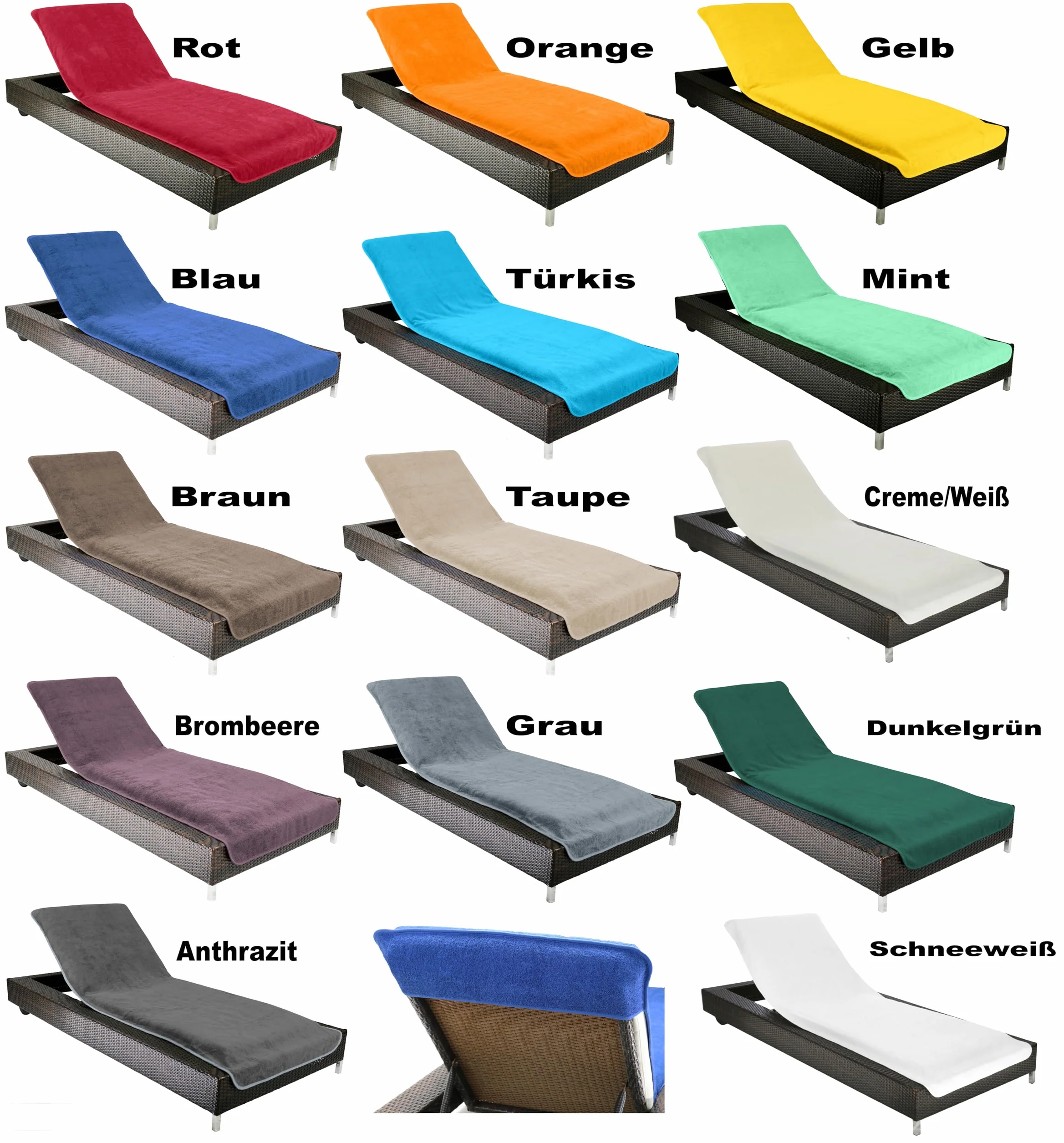 Housse de Protection pour Chaise longue 75x200 cm – Serviette en Tissu éponge 100% Coton – lavable, antidérapante, certifiée Öko-Tex 100 – Crème