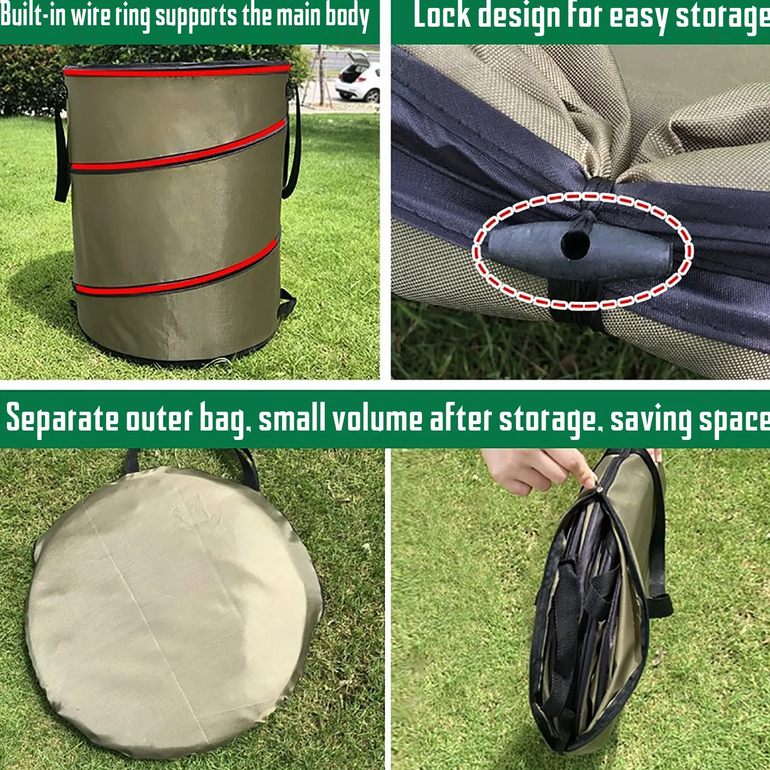 Sacs à déchets de Jardin, Set de Sacs autoportants, râteau à Feuilles à poignée réglable, Sacs à déchets de Jardin avec poignées, Bonus 1 Paire de Gants de Jardinage 37.8L/10gallons