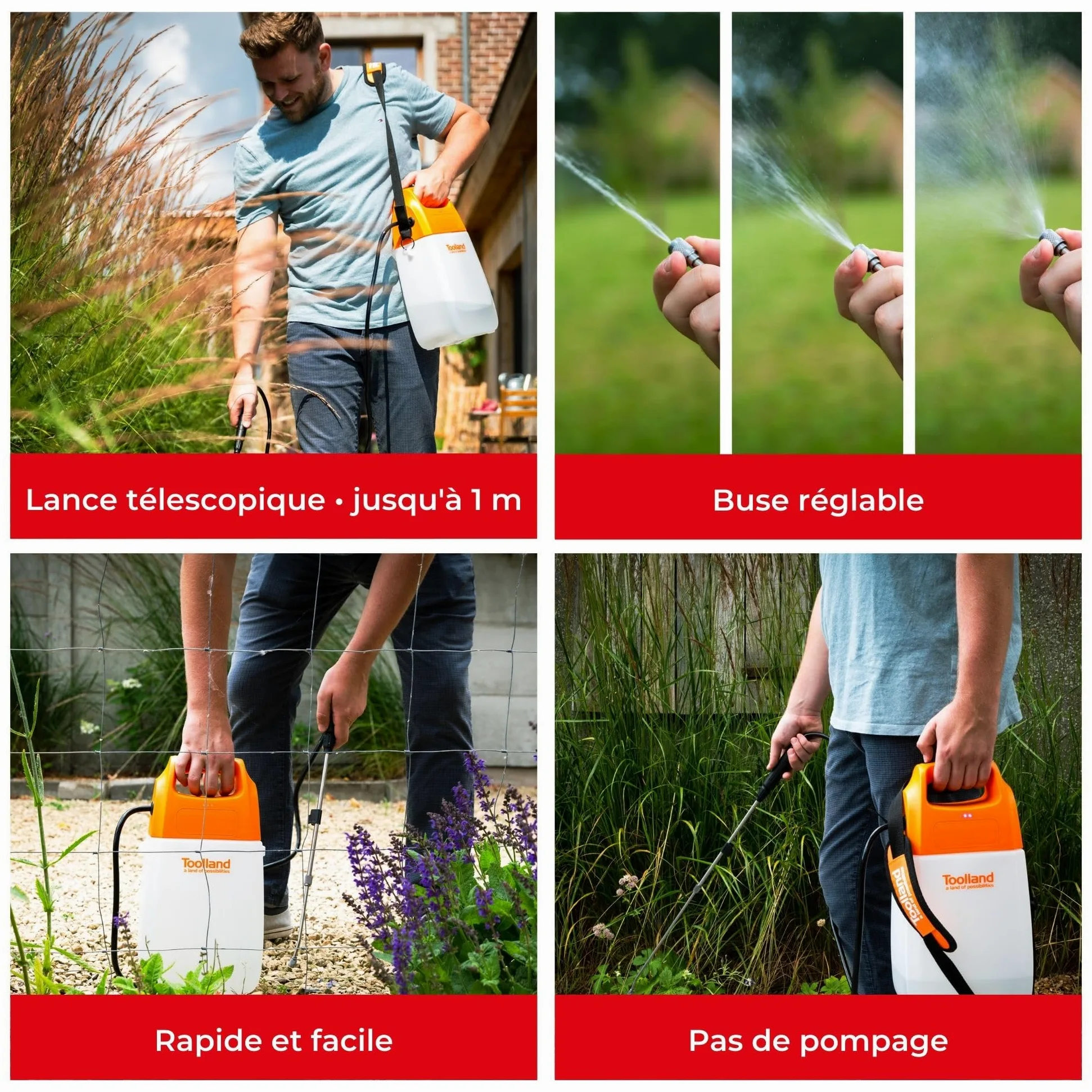 Toolland Pulvérisateur à Batterie Rechargeable 6L, pulverisateur électrique avec Lance, buse réglable, Ceinture, pulvérisateur de Jardin pour arrosage, désherbage et Protection des Plantes, Blanc,