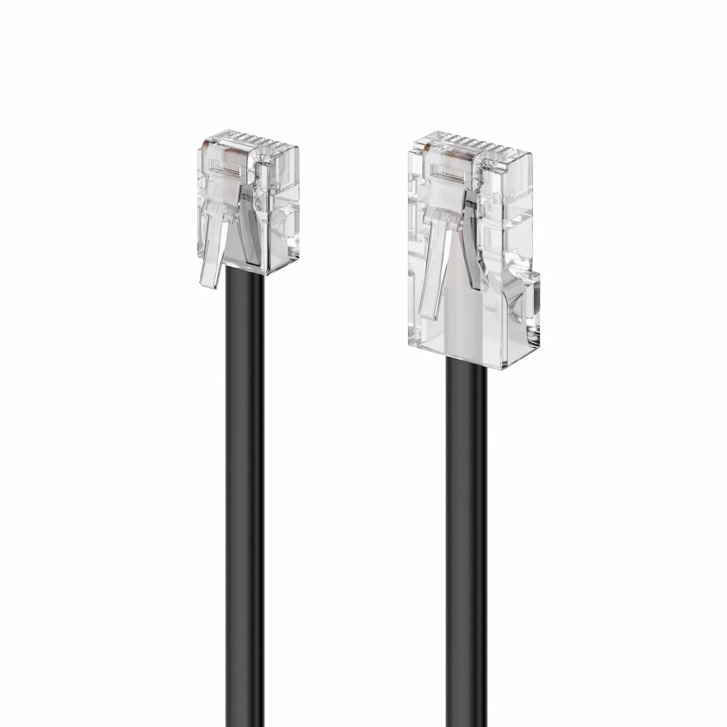 deleyCON 1m Câble Téléphone RJ11 vers RJ45 Modulaire plat Noir