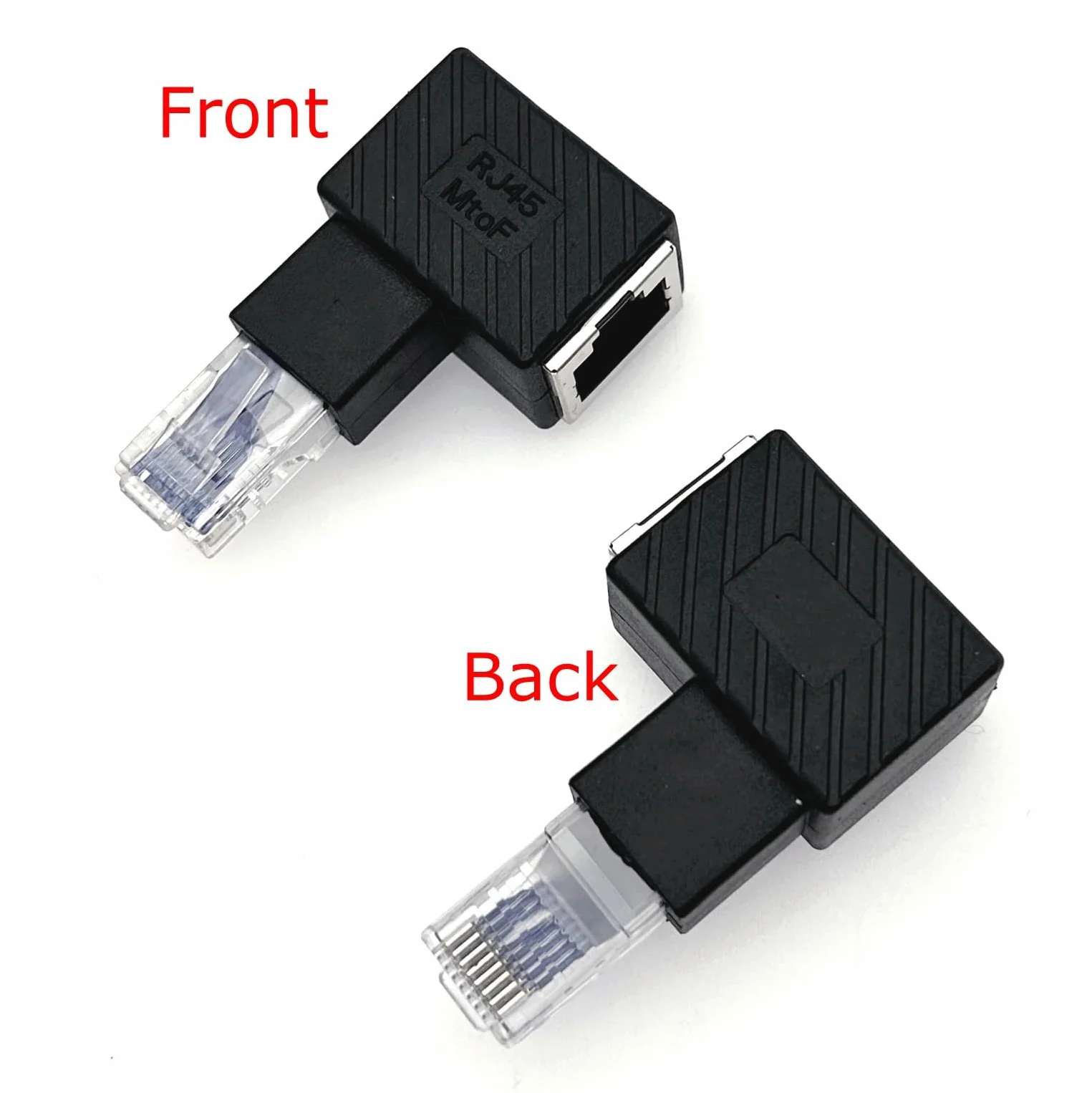Lot de 2 adaptateurs Ethernet RJ45 mâle vers femelle à angle droit Cat6/Cat5e