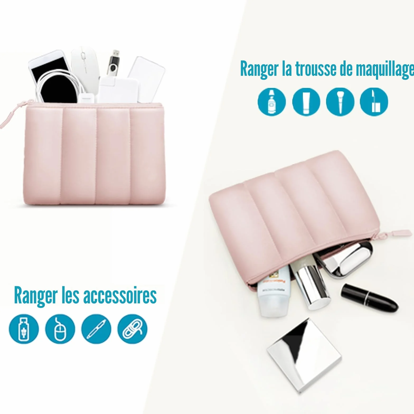 TECOOL Puffy Housse 13-13,3 Pouces pour MacBook Air 13 M5 M4 M3 M2 M1 2026-2018, MacBook Pro 13/14 M4 M3 M2 M1 2025-2016, Pochette Ordinateur PC Portable Rose