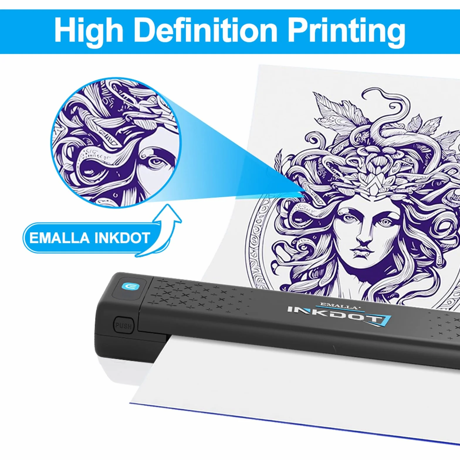Imprimante de tatouage thermique Bluetooth 203 DPI haute résolution sans fil portable pour artistes iOS Windows