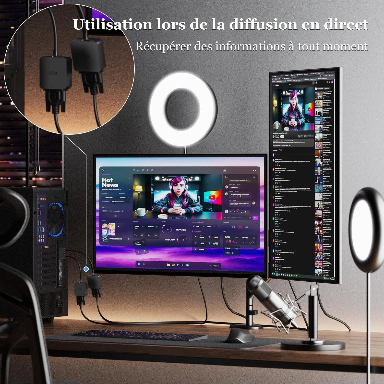 ICZI Lot de 2 Adaptateurs HDMI vers VGA 1080P, Convertisseur HDMI Mâle vers VGA Femelle Noir