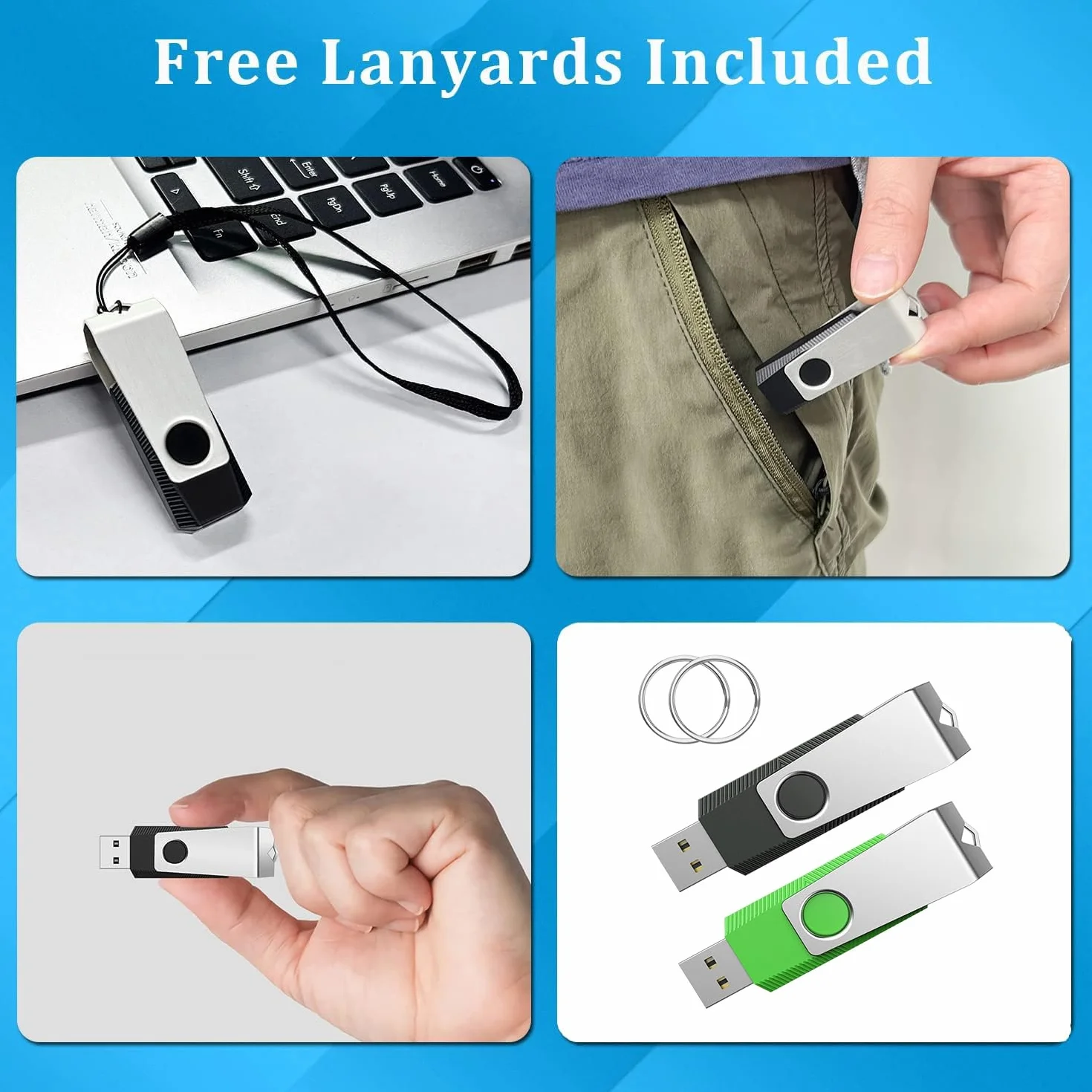 Lot de 2 Clé USB 8 Go 2.0 pour PC Ordinateur Portable Smart TV Voiture Noir et Vert