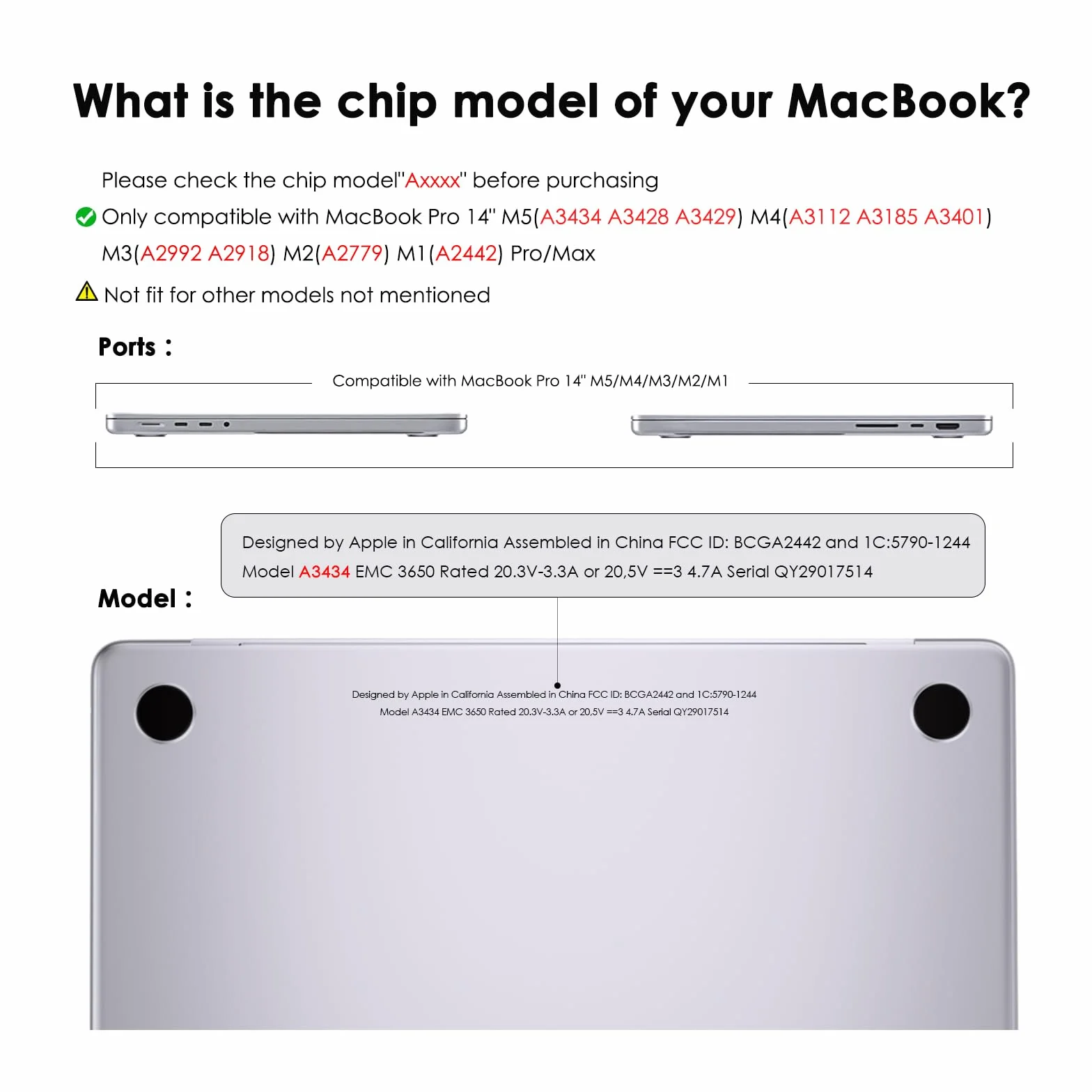 Coque Anti-craquage MacBook Pro 14 Pouces M5 M4 M3 M2 M1 Pro/Max TPU Noir PC Rigide
