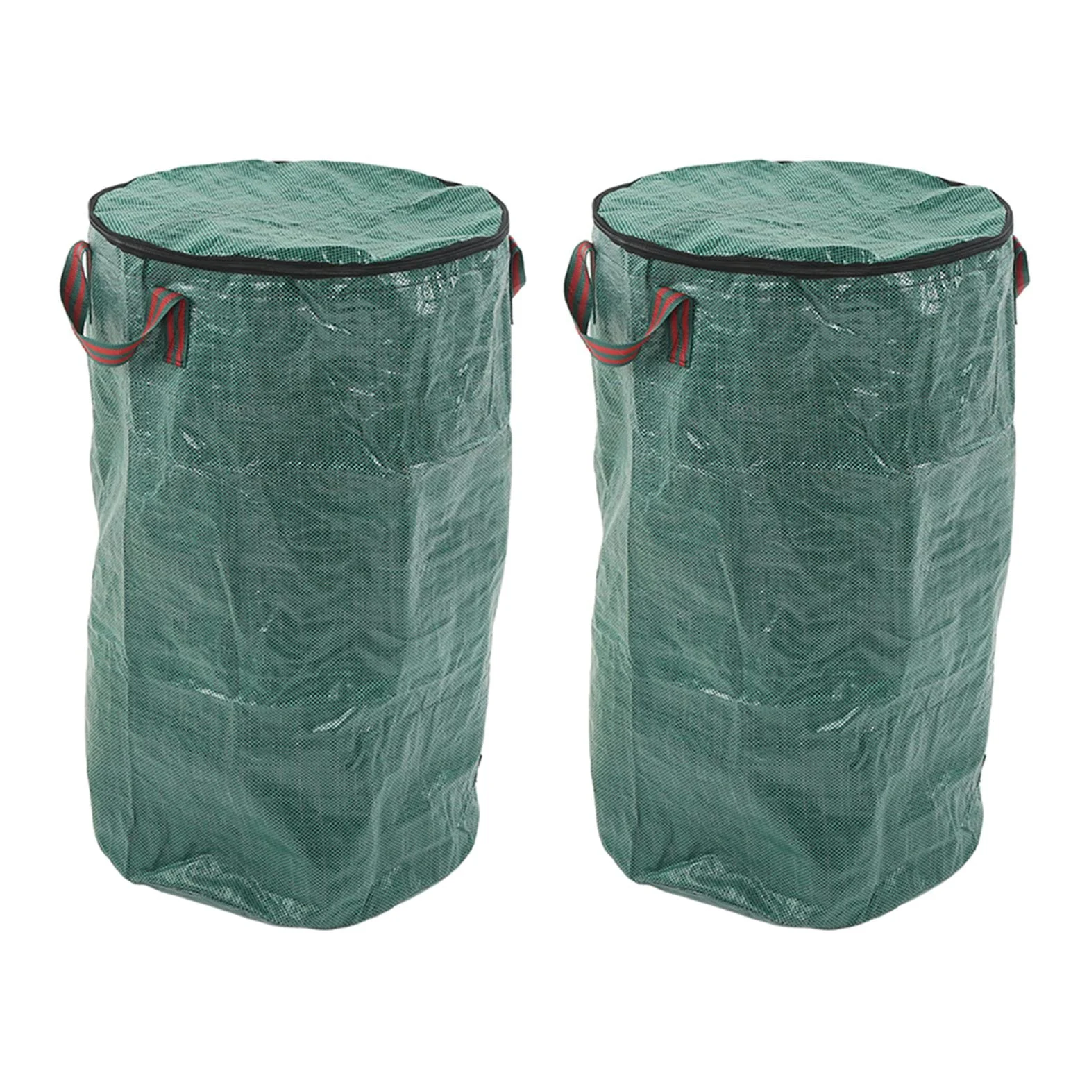 Sacs de déchets de jardin verts réutilisables, 2 pièces, Anti-Corrosion, résistant à la chaleur, sac de collecte de feuilles avec poignée (120L/32Gal 45x76cm /17,7x29,9 pouces)